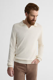 Chandail tricot manches longues col ouvert - Homme && BEIGE