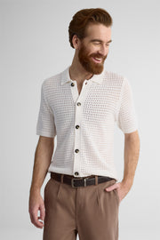 Veste tricot col polo manches courtes – Homme && BLANC