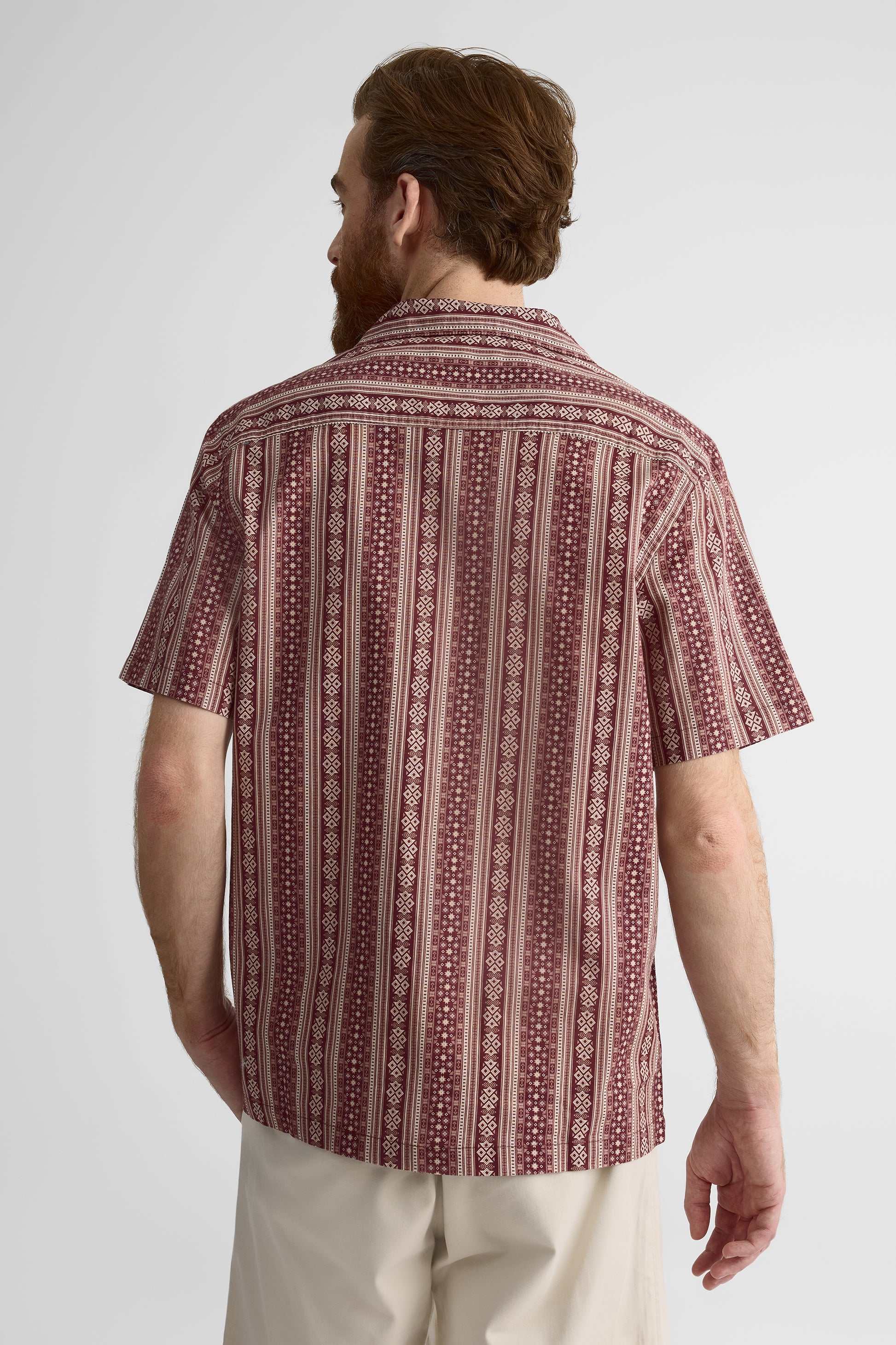 Chemise à motifs en lin slub – Homme && BOURGOGNE