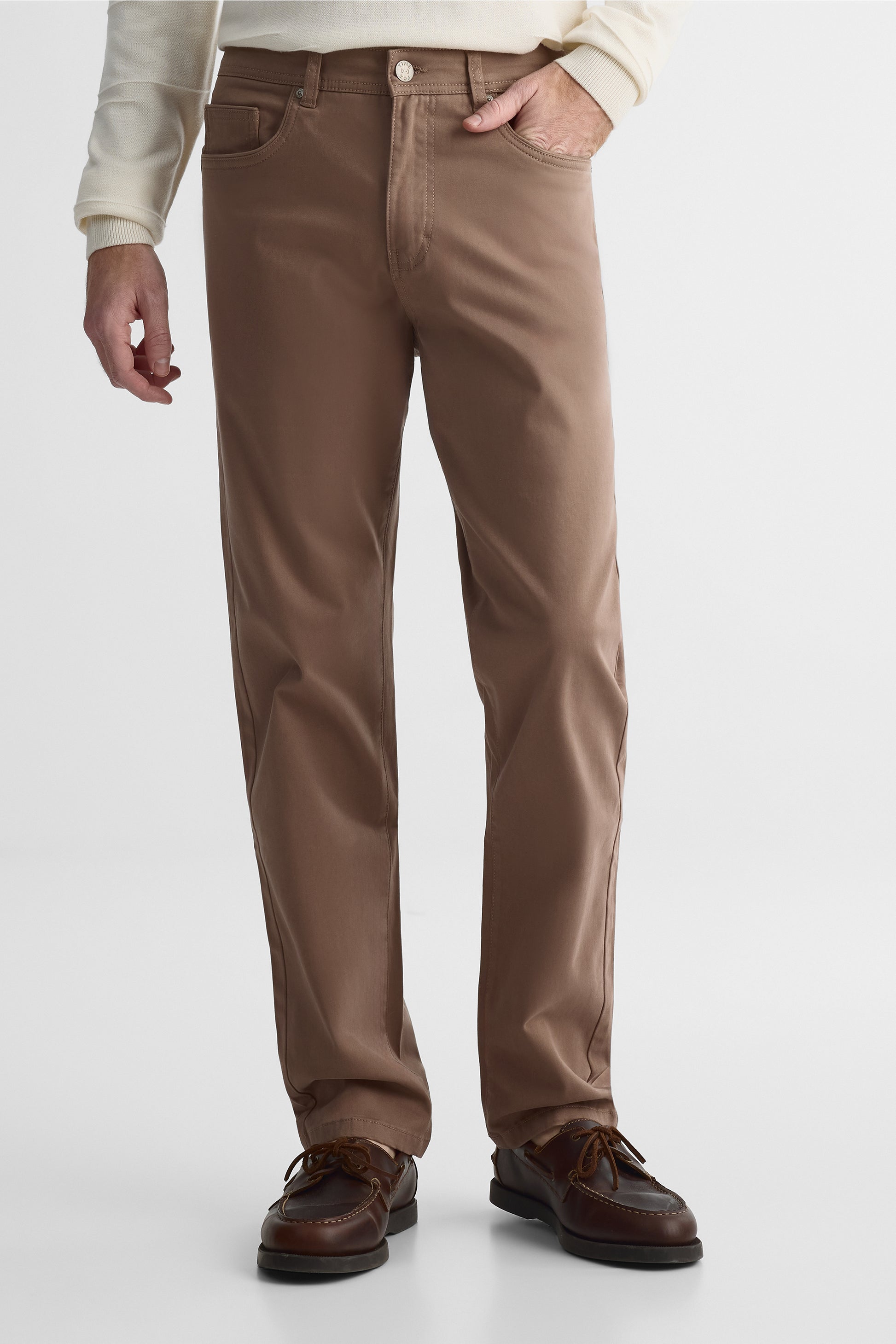 Pantalon fuselé 5 poches en sateen - Homme && BRUN