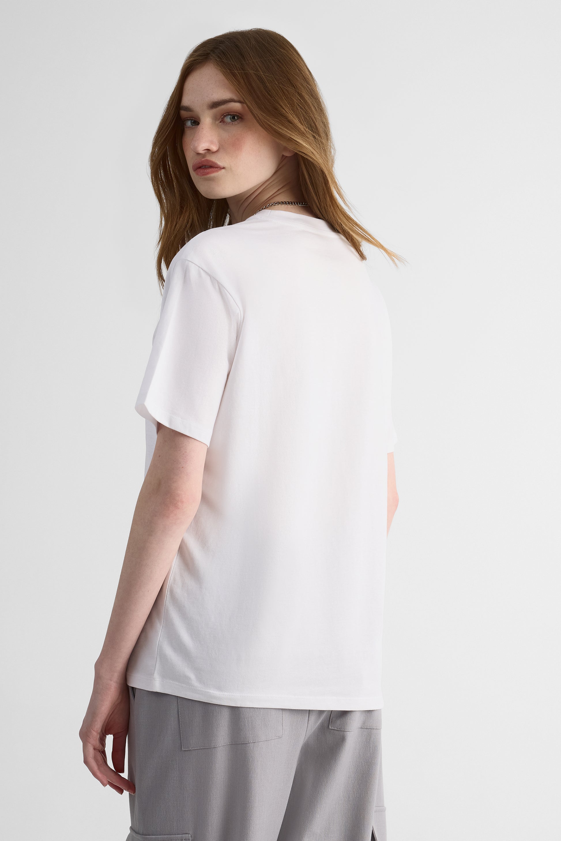 Chandail M/courtes oversize en coton - Femme && BLANC