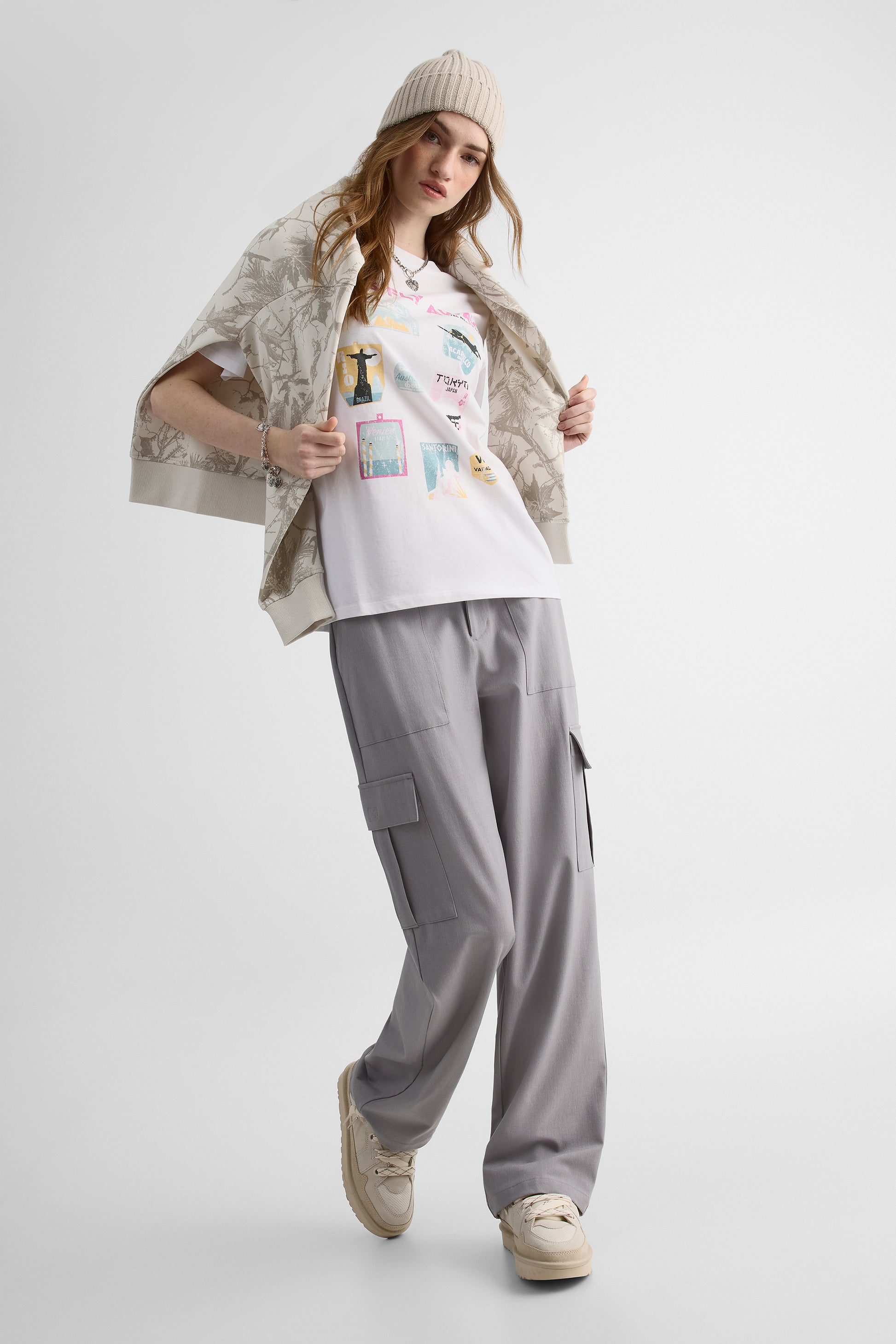 Chandail M/courtes oversize en coton - Femme && BLANC