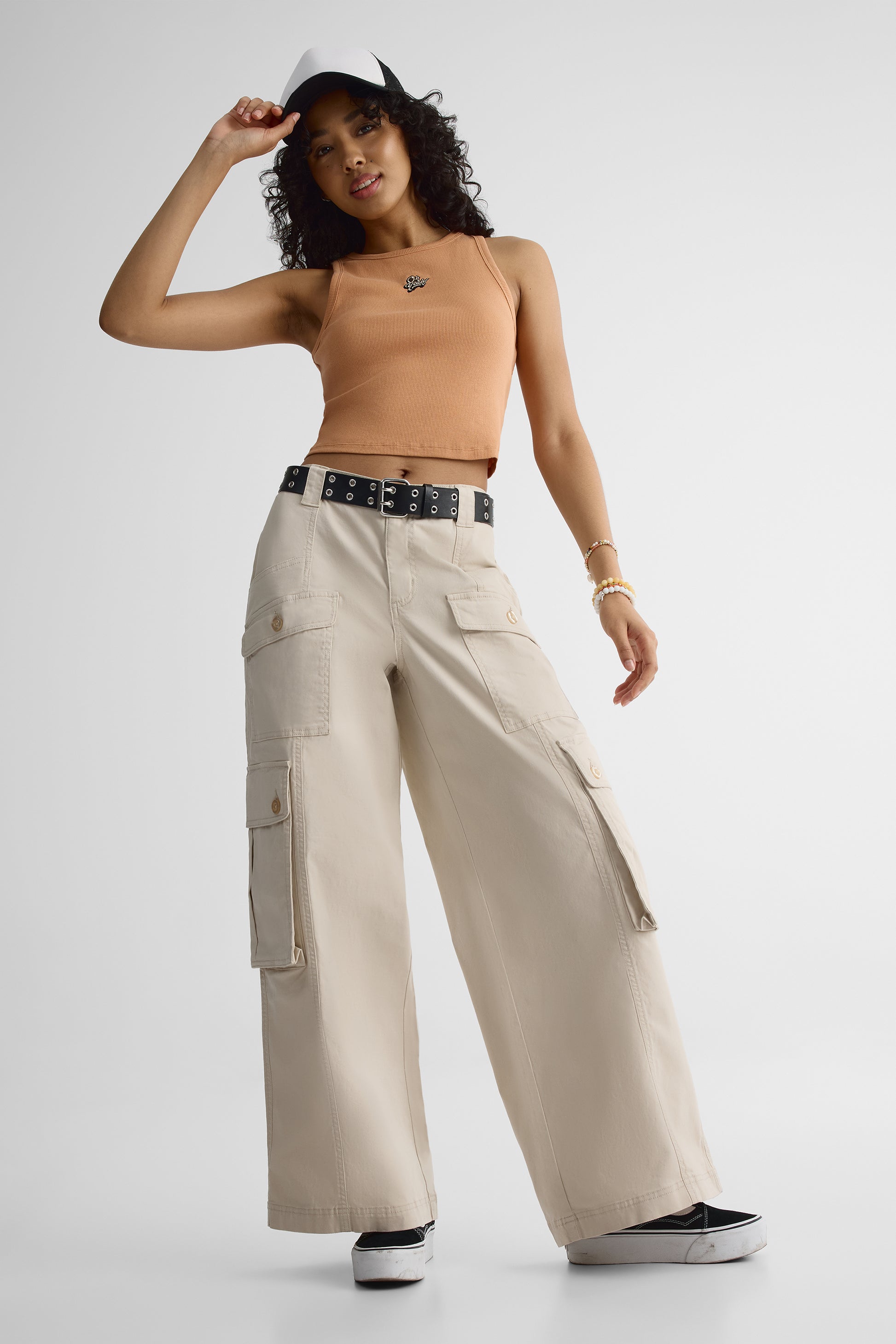 Camisole Bodycon crop en coton - Femme && BRUN