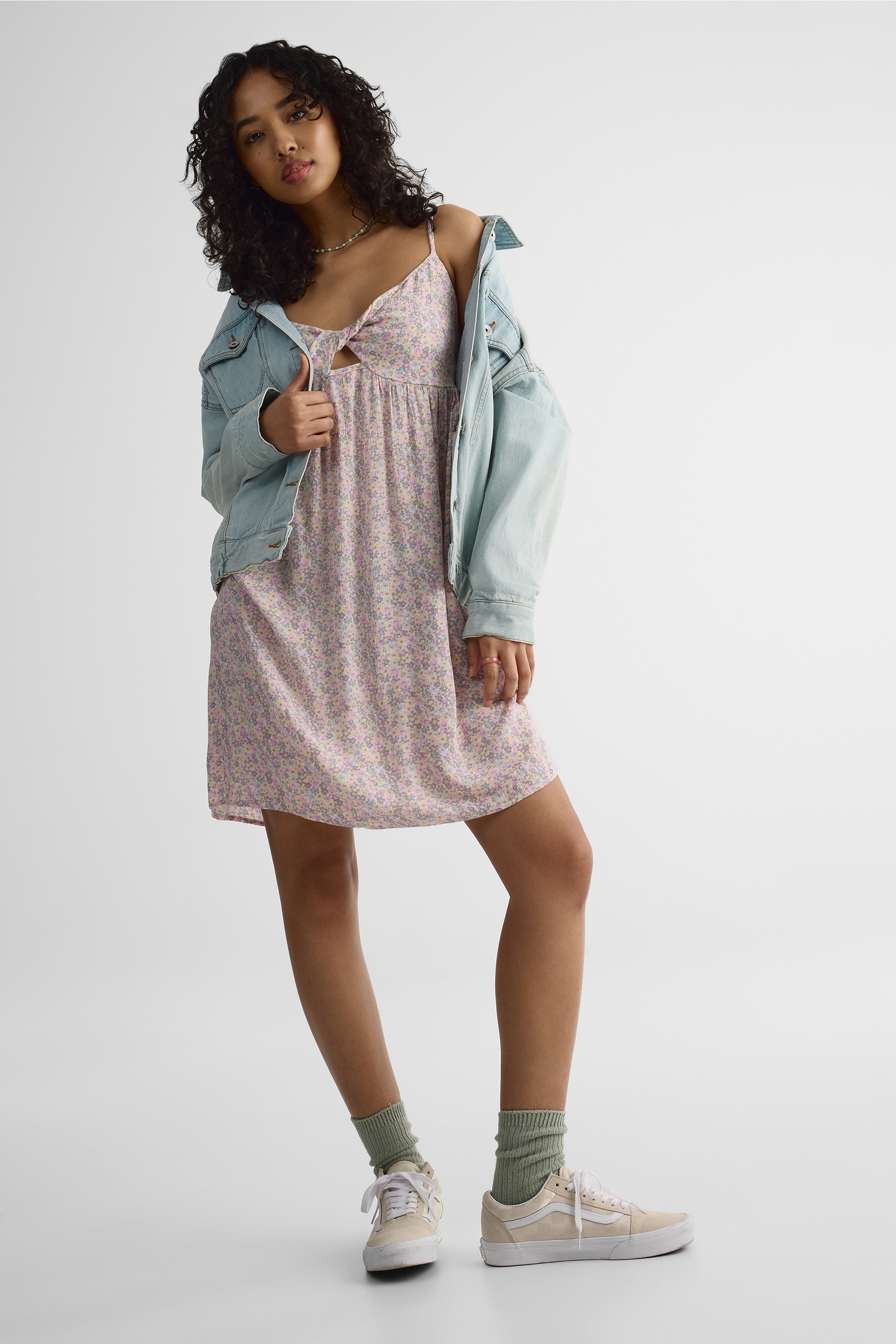 Robe S/manches ajustables en crinkle - Femme && GRIS MULTI