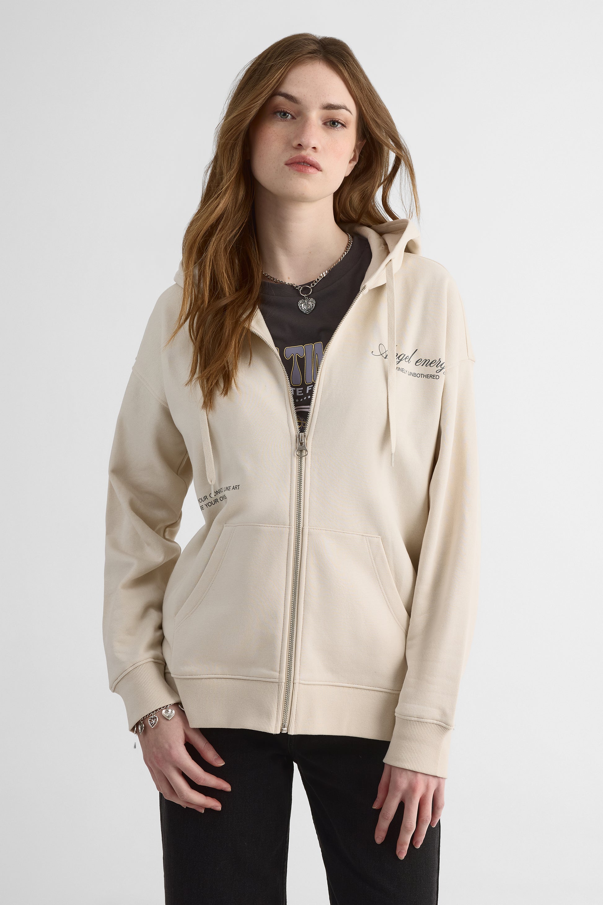 Veste ouatée oversize avec capuchon - Femme && BEIGE
