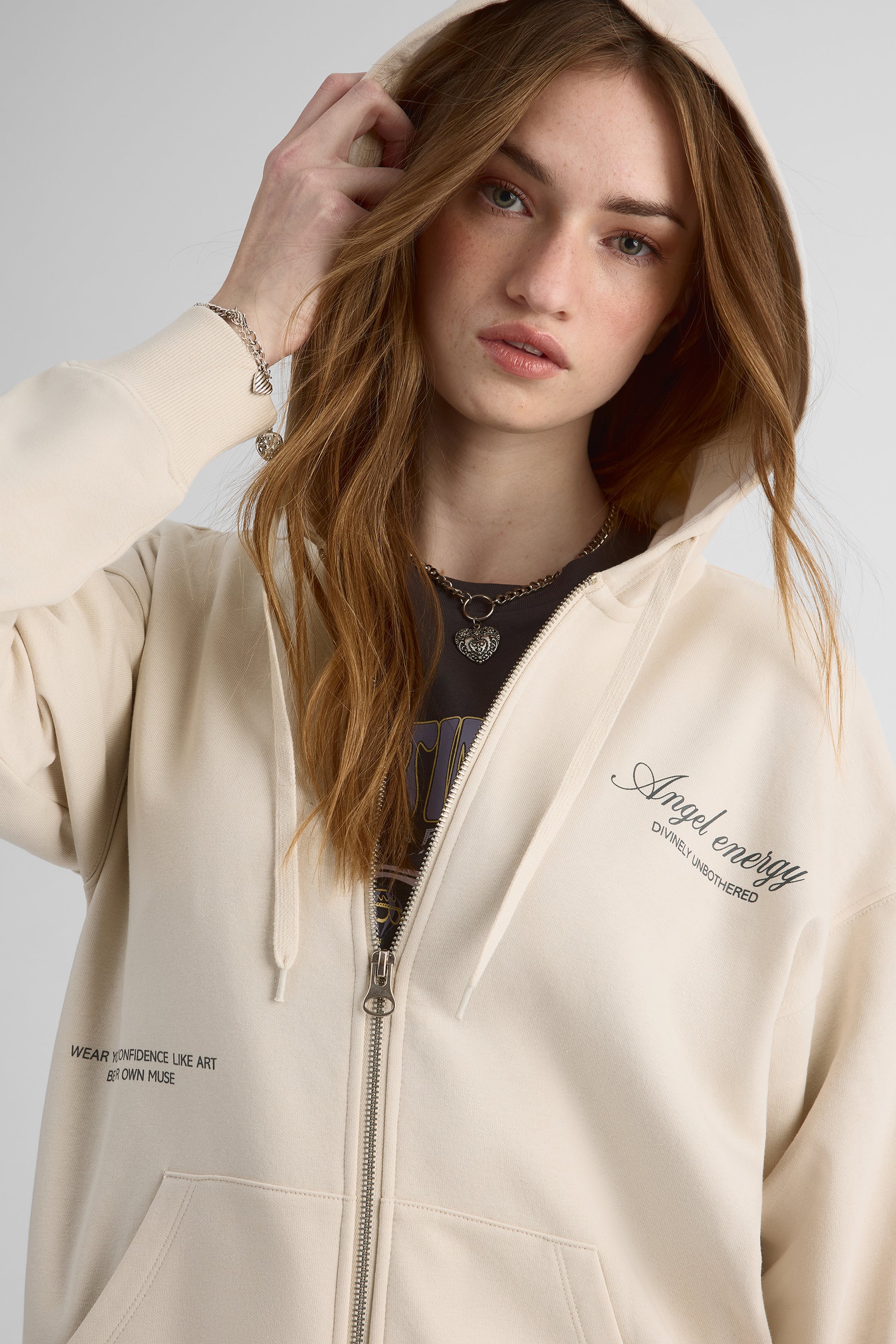 Veste ouatée oversize avec capuchon - Femme && BEIGE