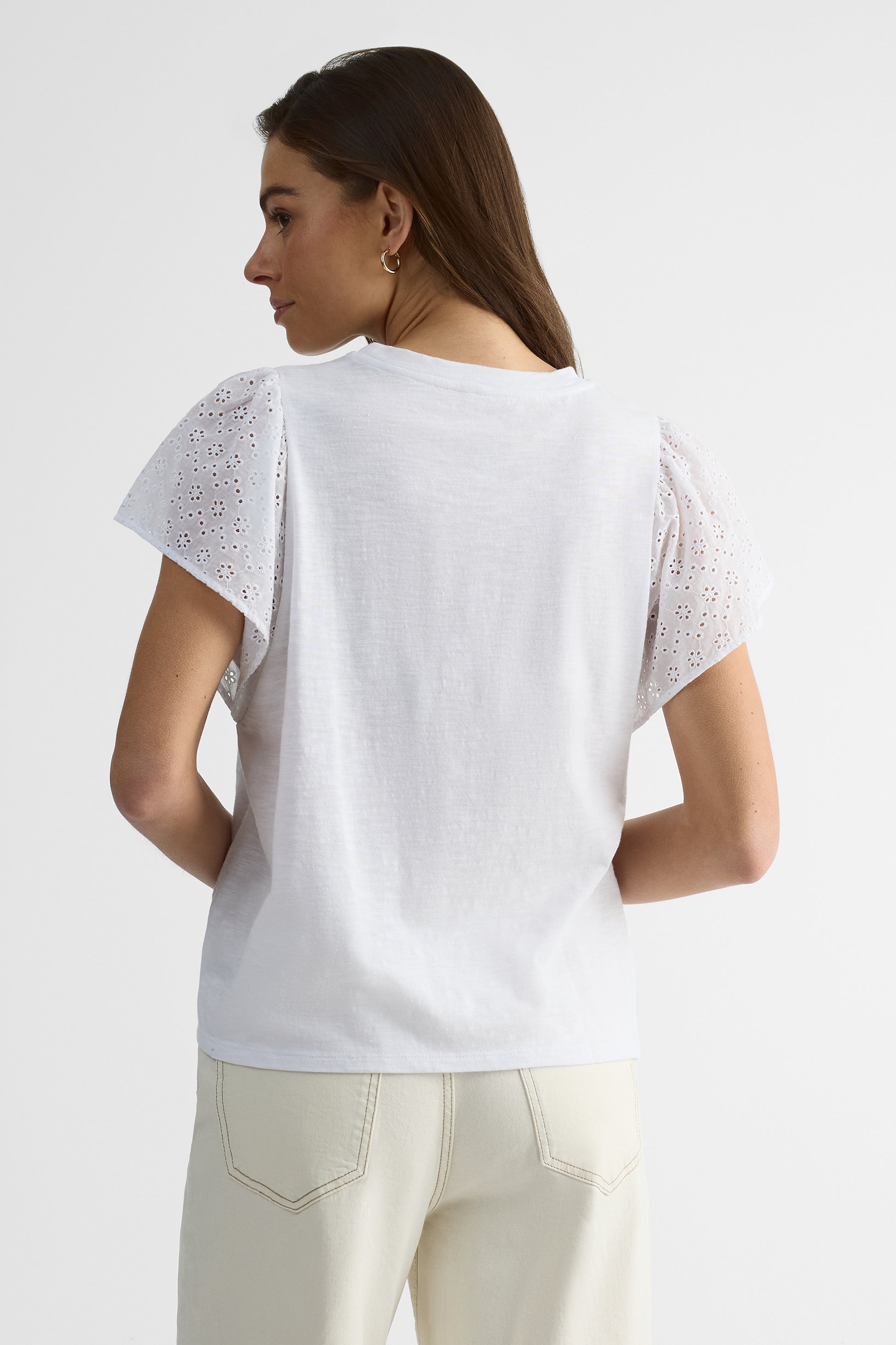 Chandail M/courtes flottantes en coton - Femme && BLANC