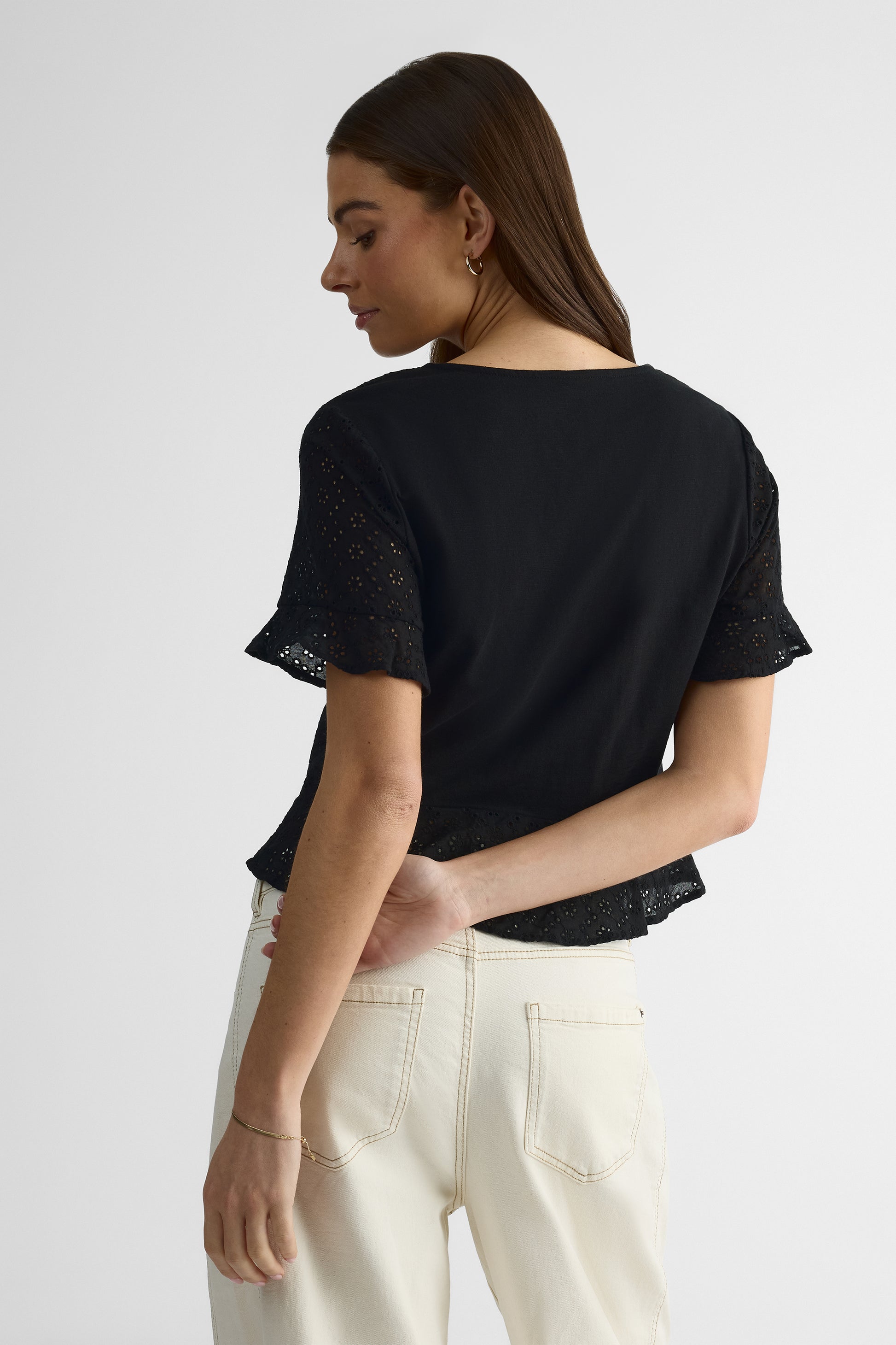Chemisier peplum à manches courtes – Femme && CHARBON