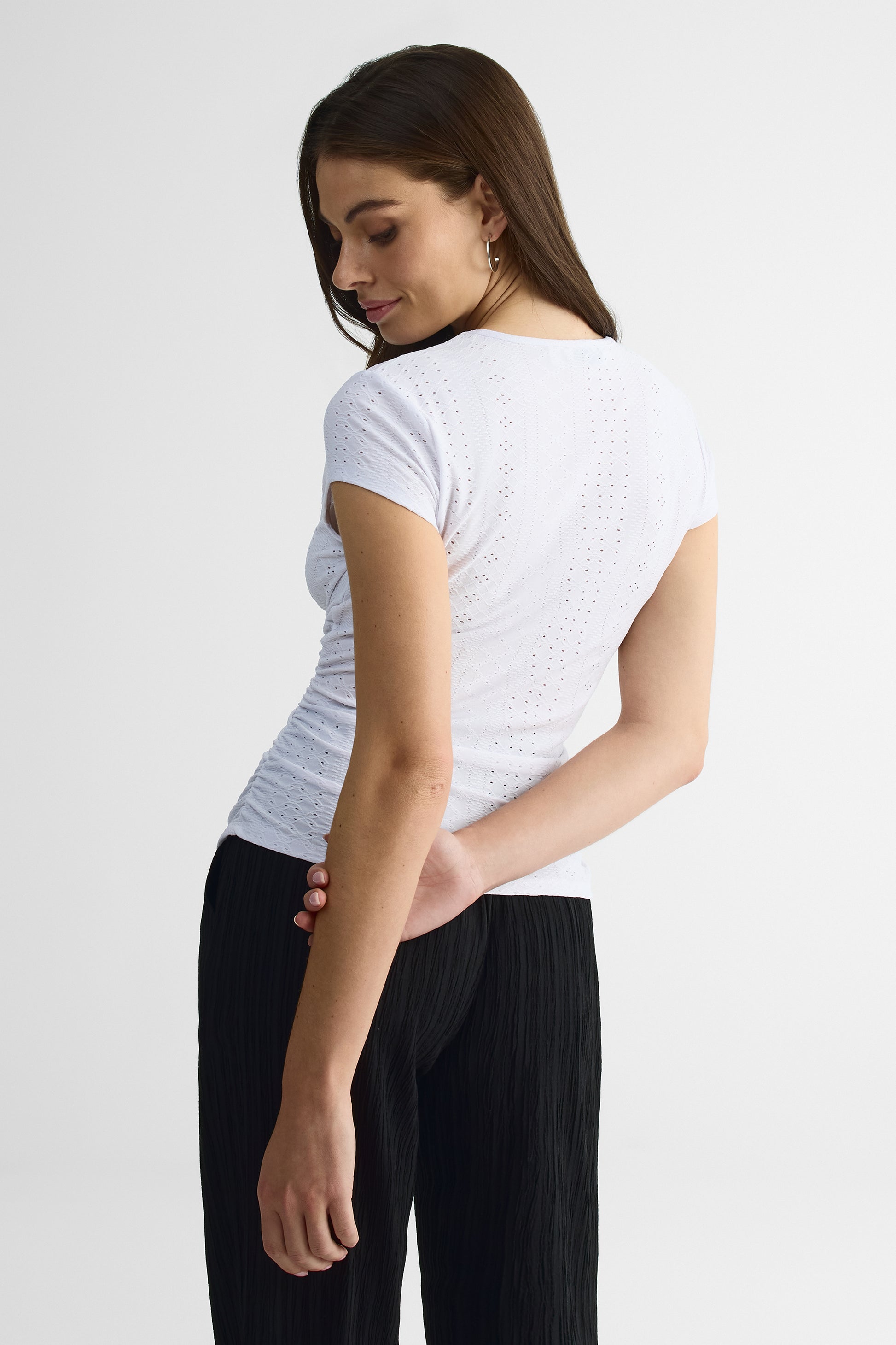 Chandail floral à manches courtes – Femme && BLANC