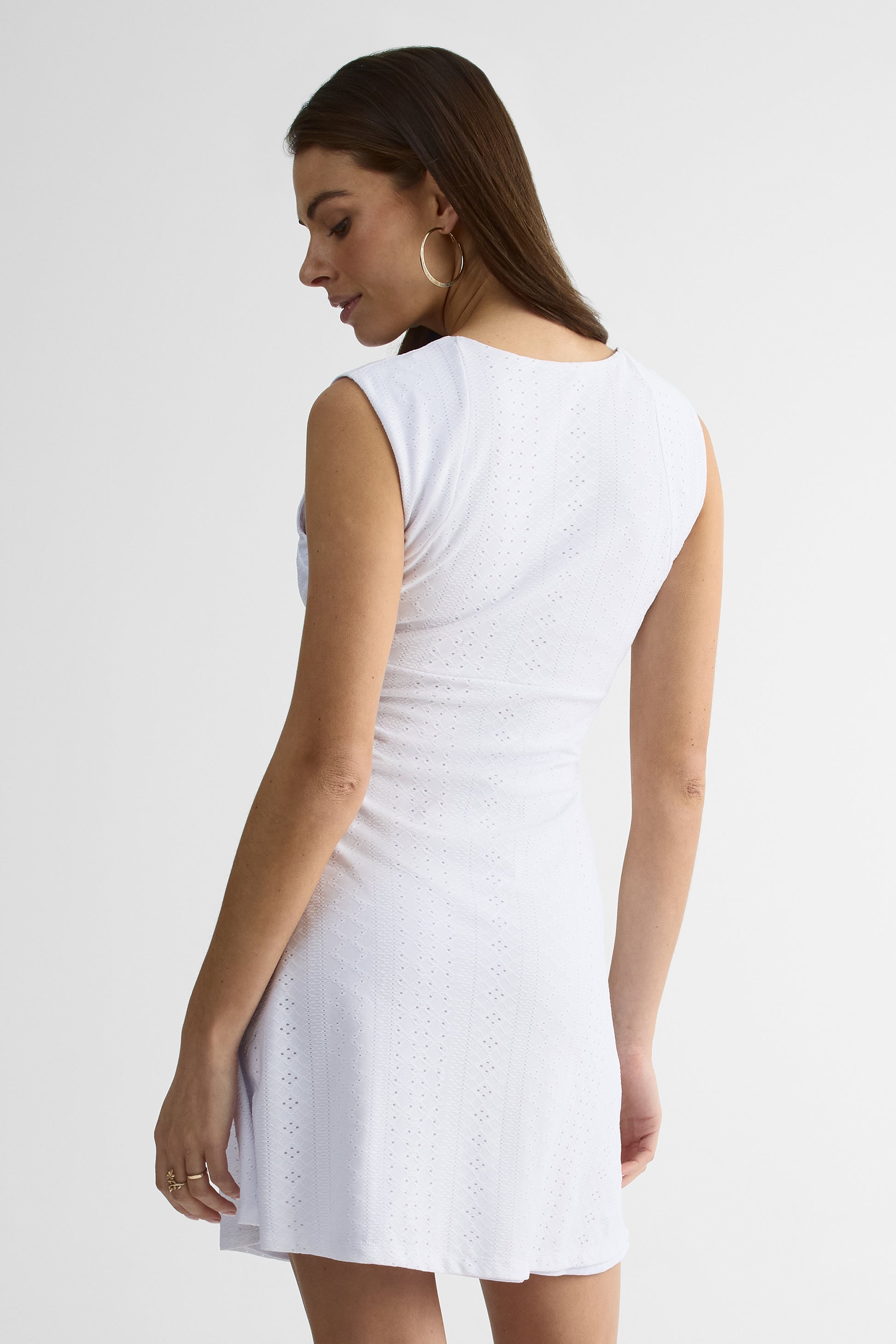 Robe fleurie à manches, col Queen Anne - Femme && BLANC