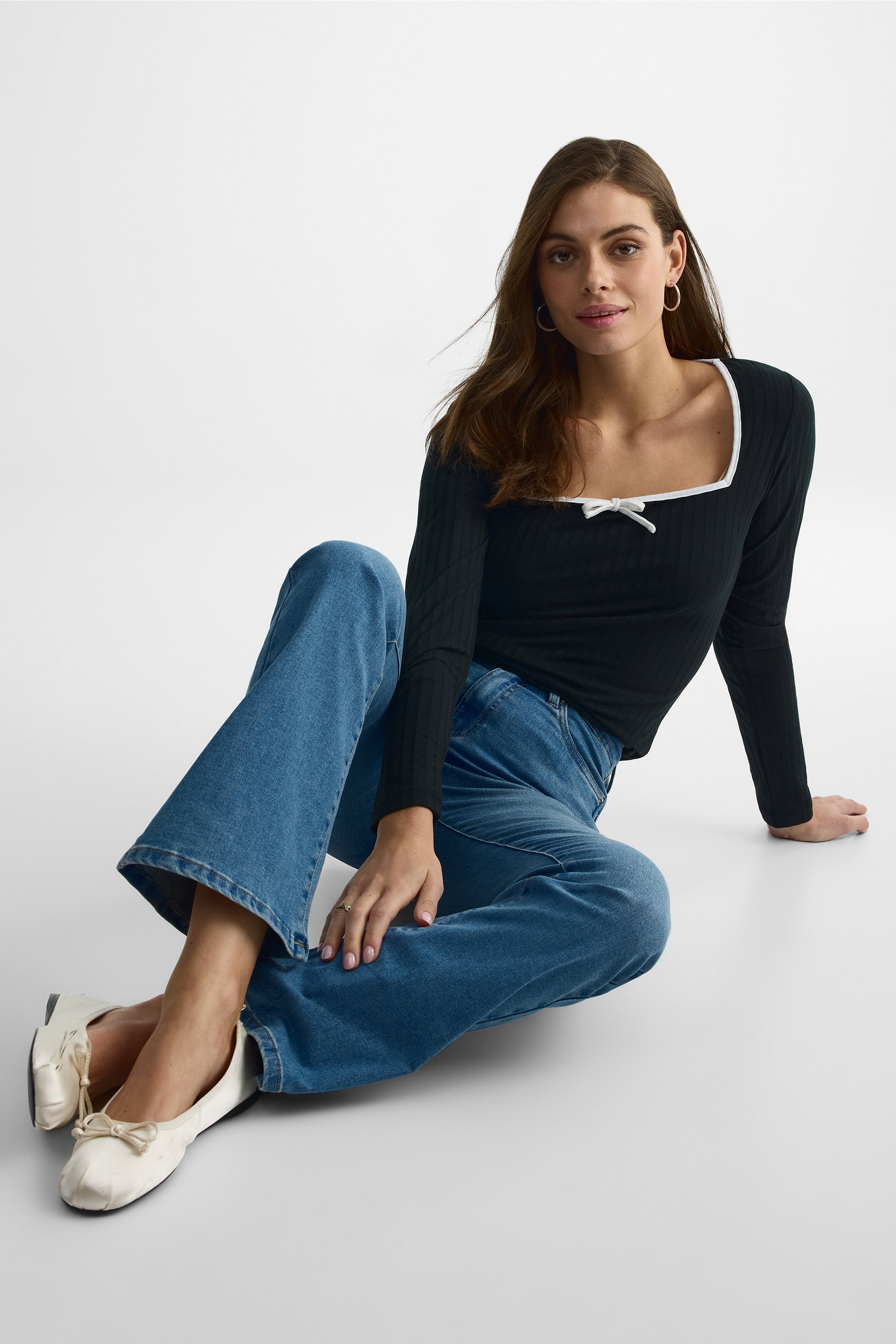 Chandail M/longues col carré – Femme && CHARBON