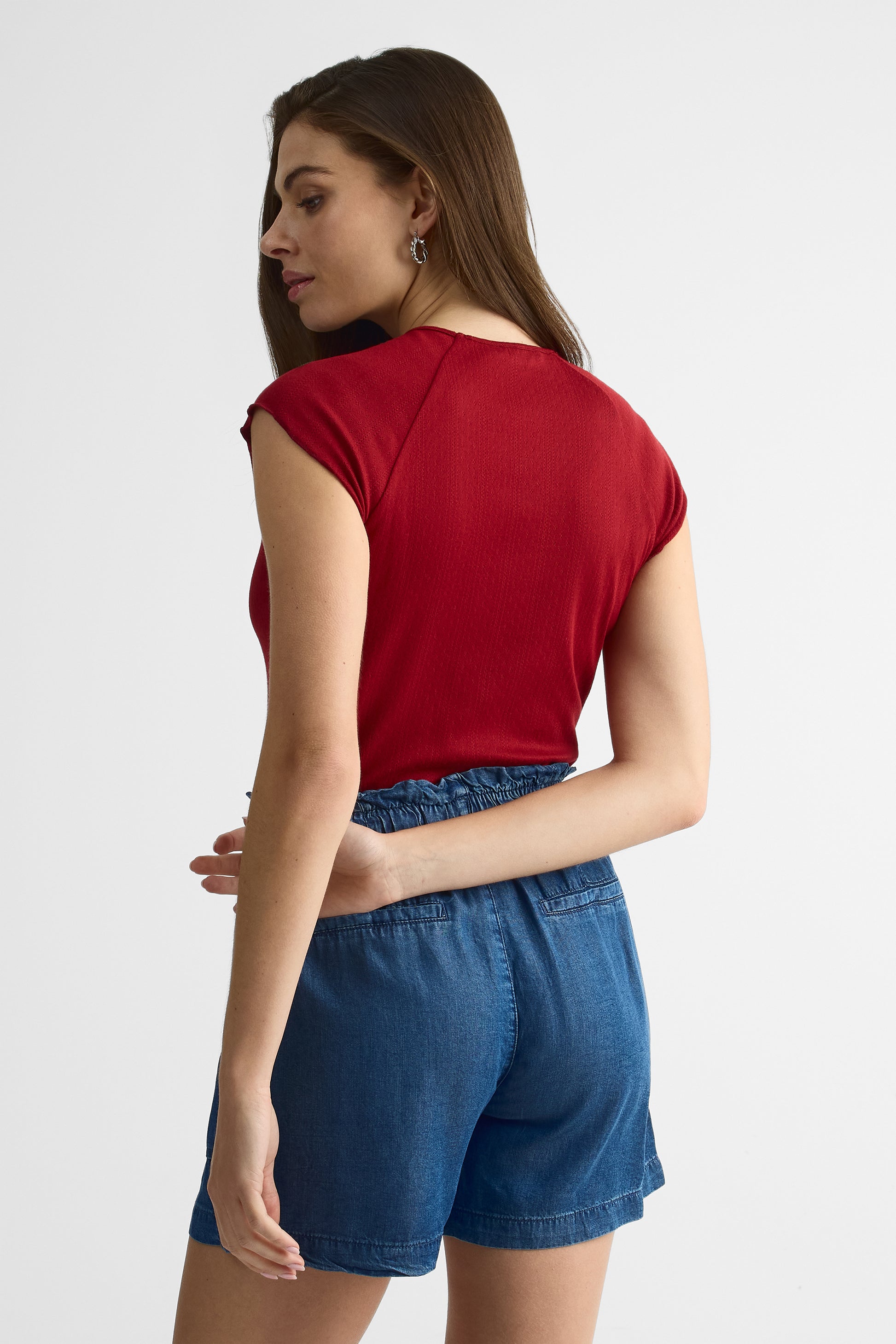 Chandail court à manches raglan – Femme && ROUGE