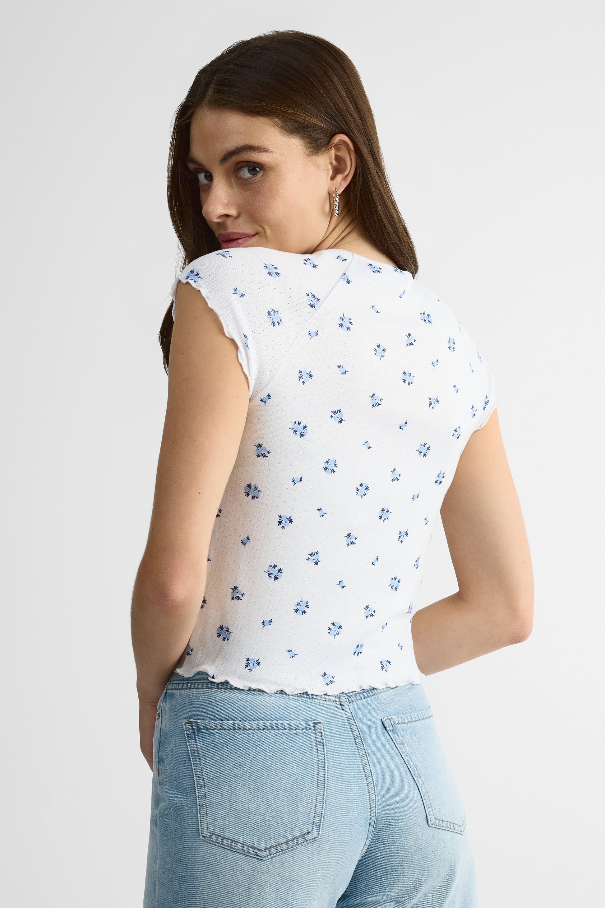 Chandail court à manches raglan – Femme && BLANC MULTI