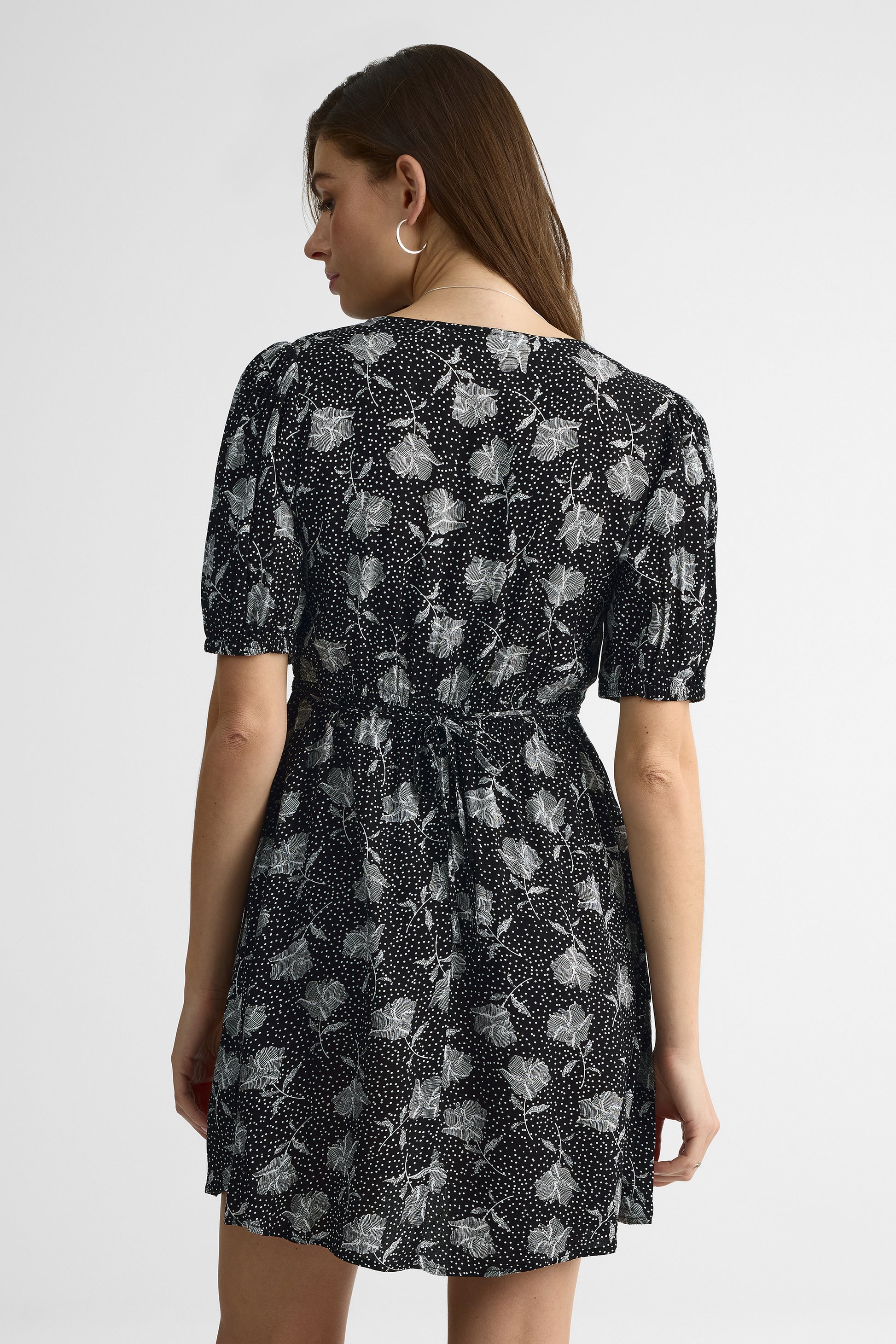 Robe M/courtes V Neck – Femme, Imprimé Aop && CHARBON/MULTI