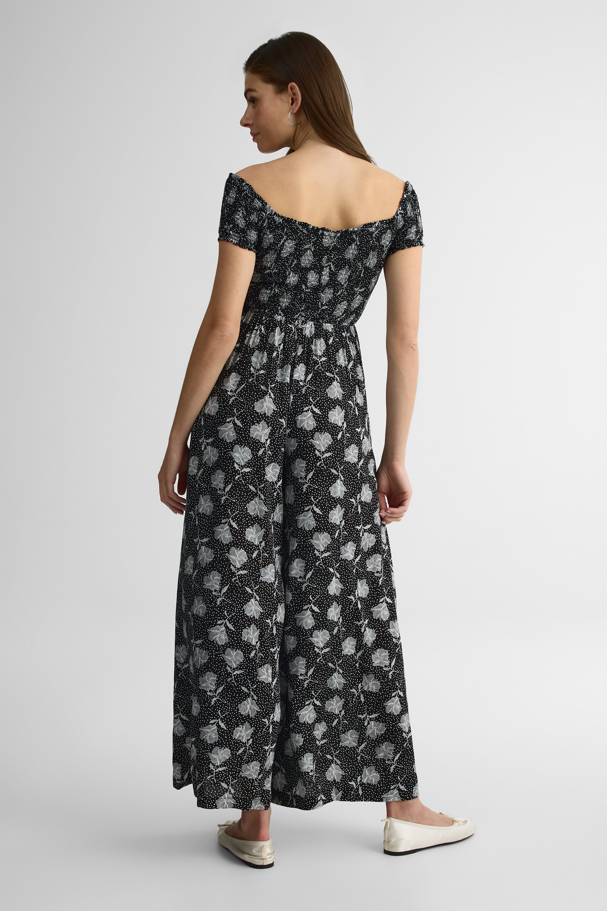 Jumpsuit V-neck à épaules dénudées – Femme && CHARBON/MULTI