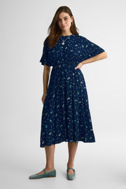 Robe maxi imprimée, m/courtes, col rond - Femme && MARIN/MULTI