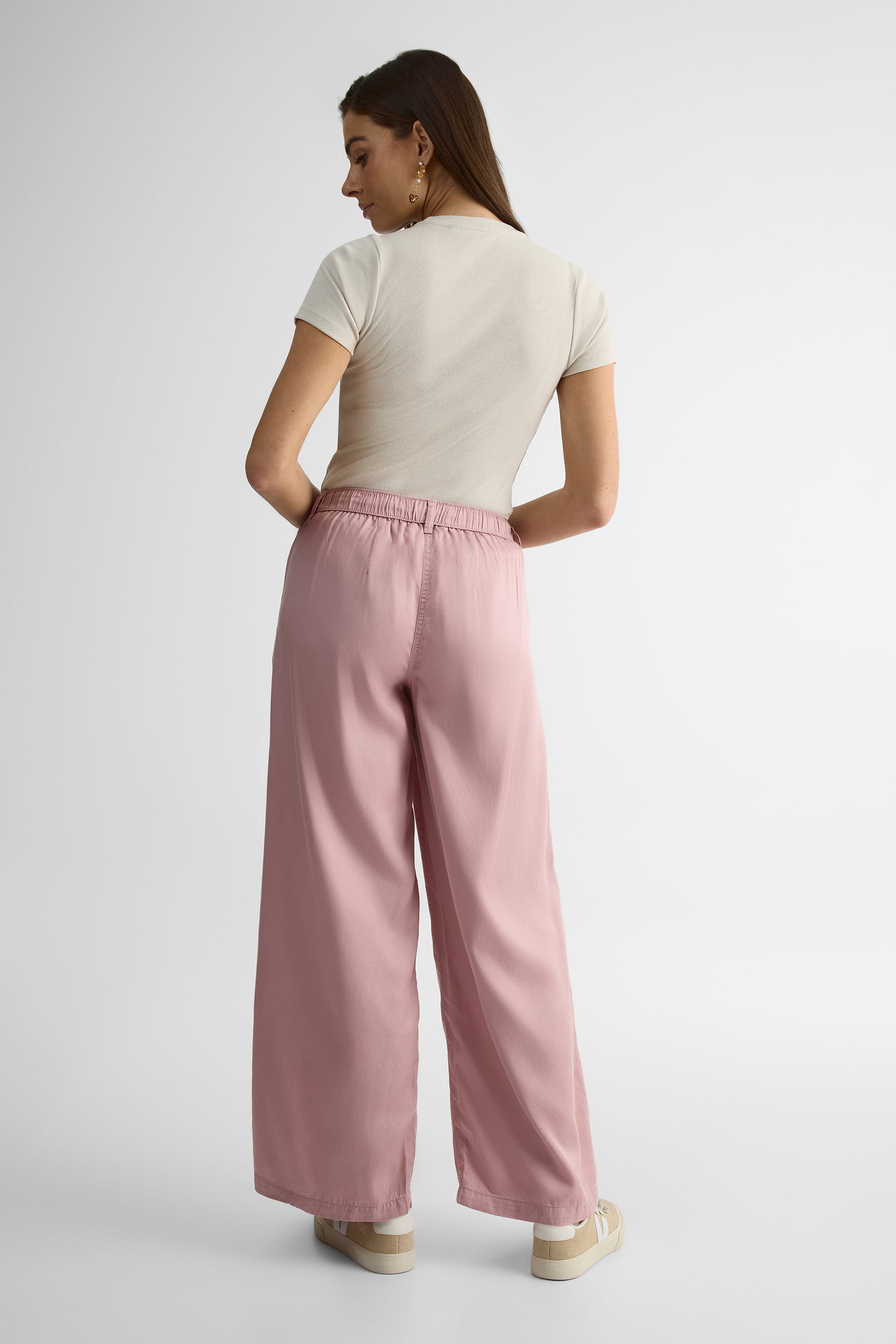 Pantalon large élastique avec poches – Femme && ROSE
