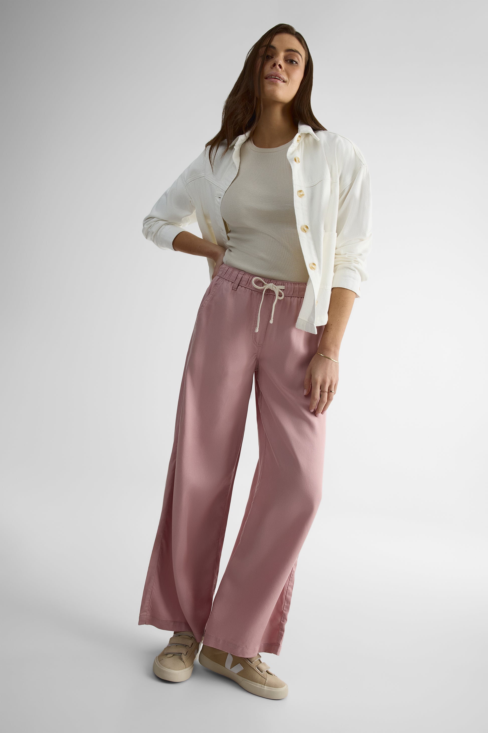 Pantalon large élastique avec poches – Femme && ROSE