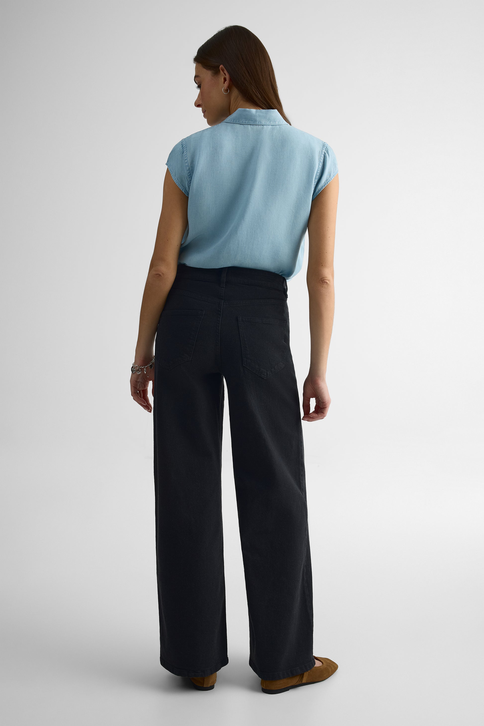 Pantalon taille haute jambe large – Femme && CHARBON