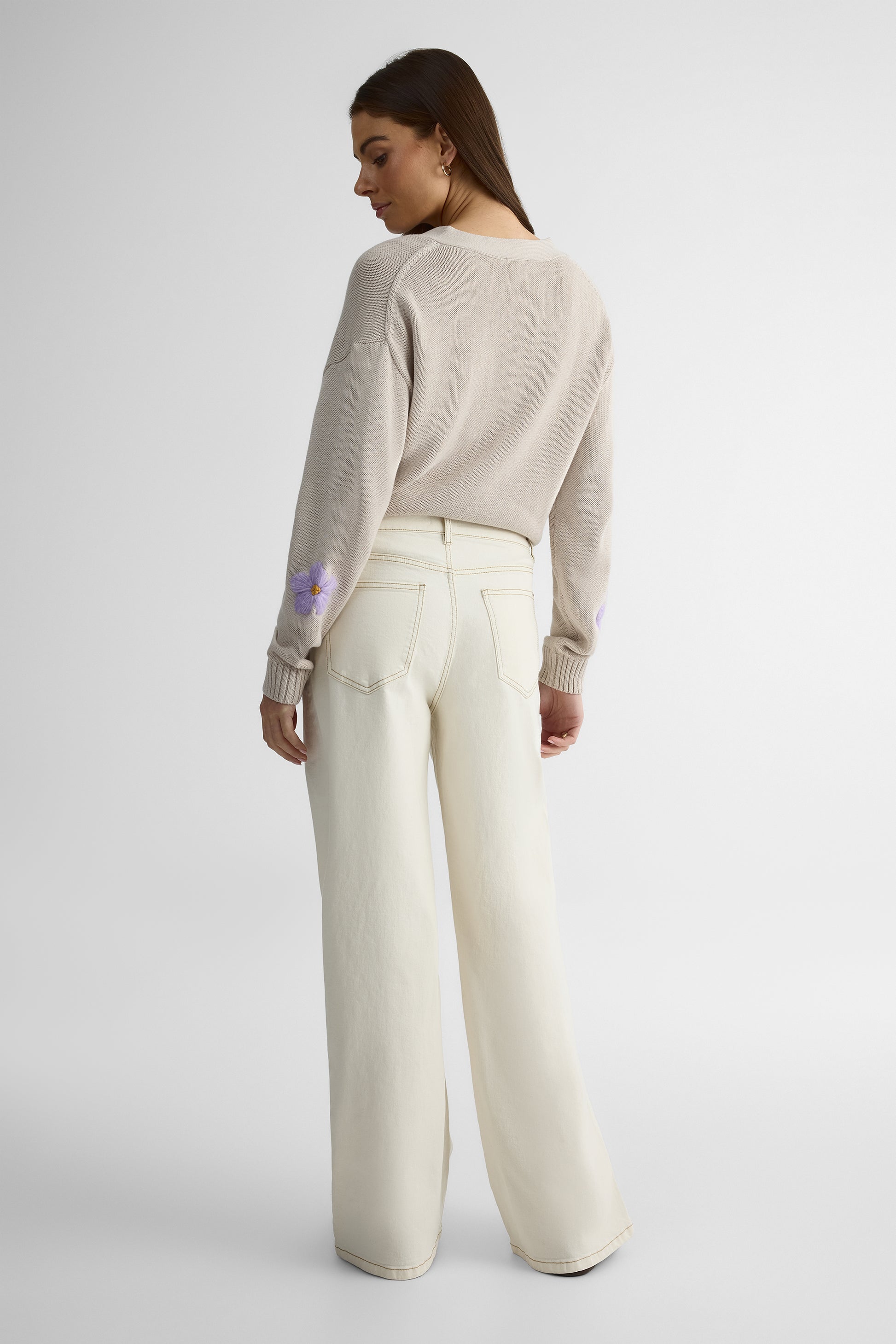 Pantalon taille haute jambe large – Femme && NATUREL