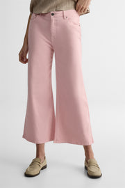 Pantalon taille haute cropped en denim - Femme && ROSE
