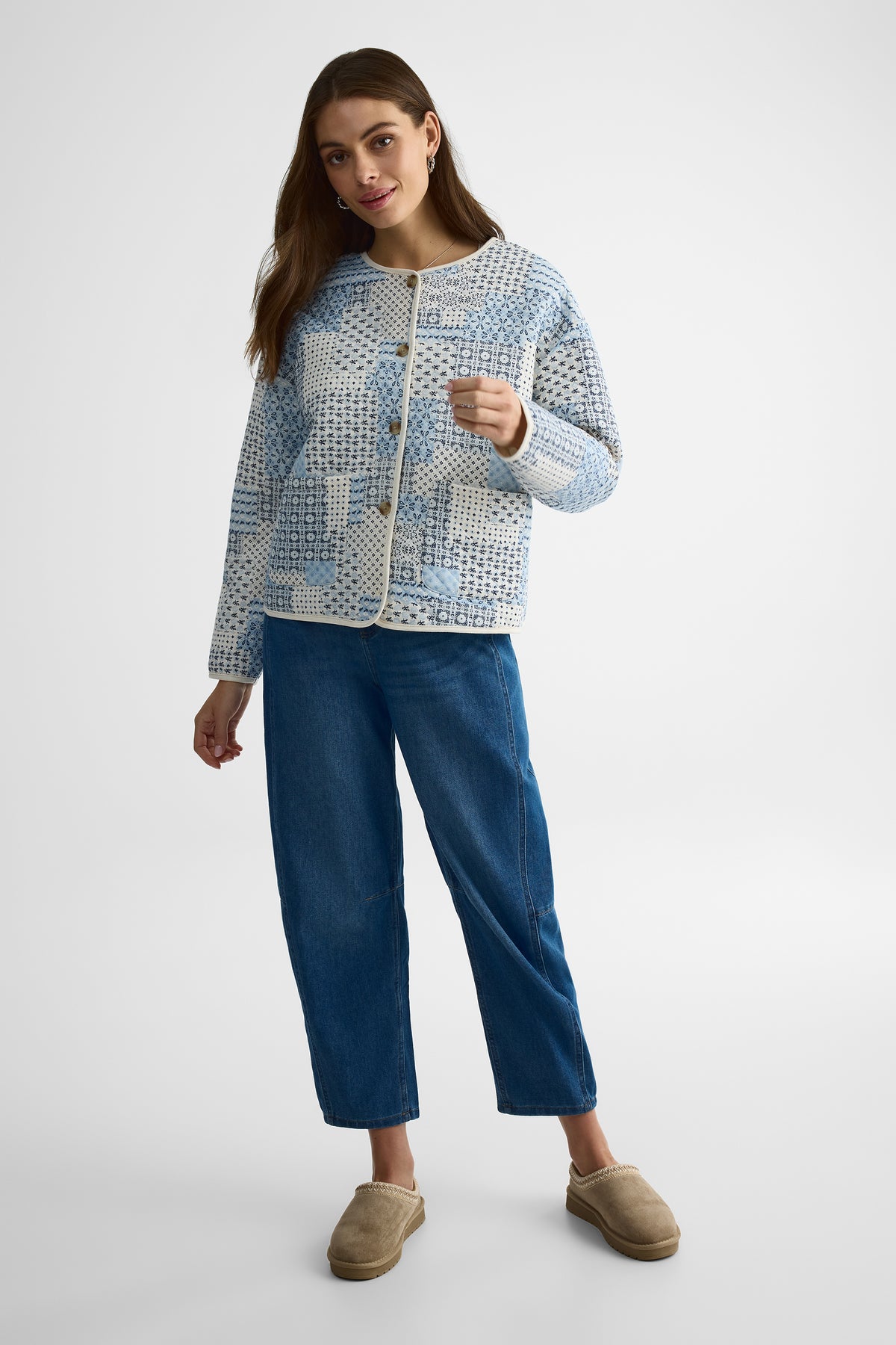 Veste Femme Style Chinois Tang Imprimé Floral Patchwork - Manteau Rembourré Coton Chaud Et Élégant Pour Hiver