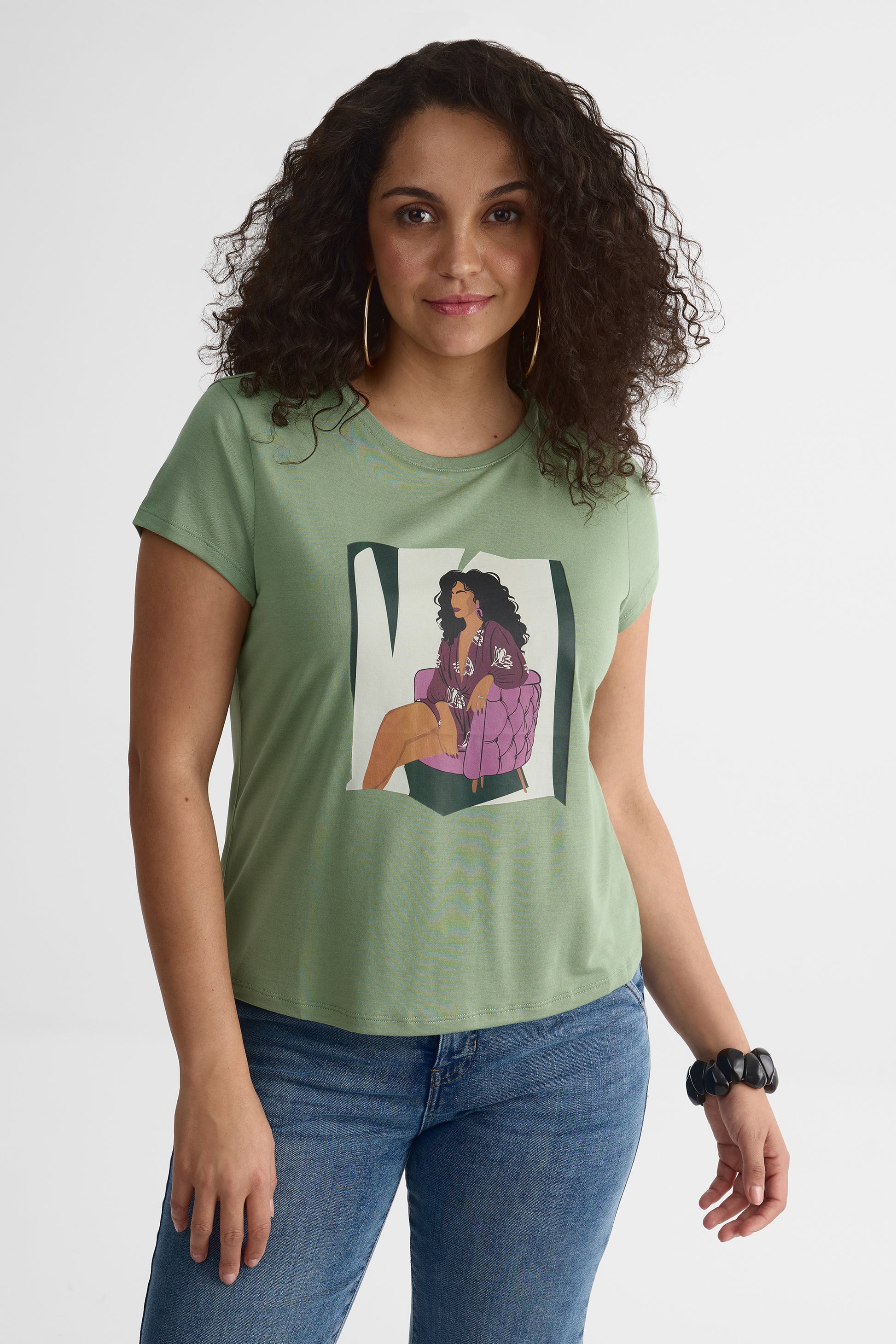 Chandail M/courtes semi-ajusté en modal - Femme && VERT
