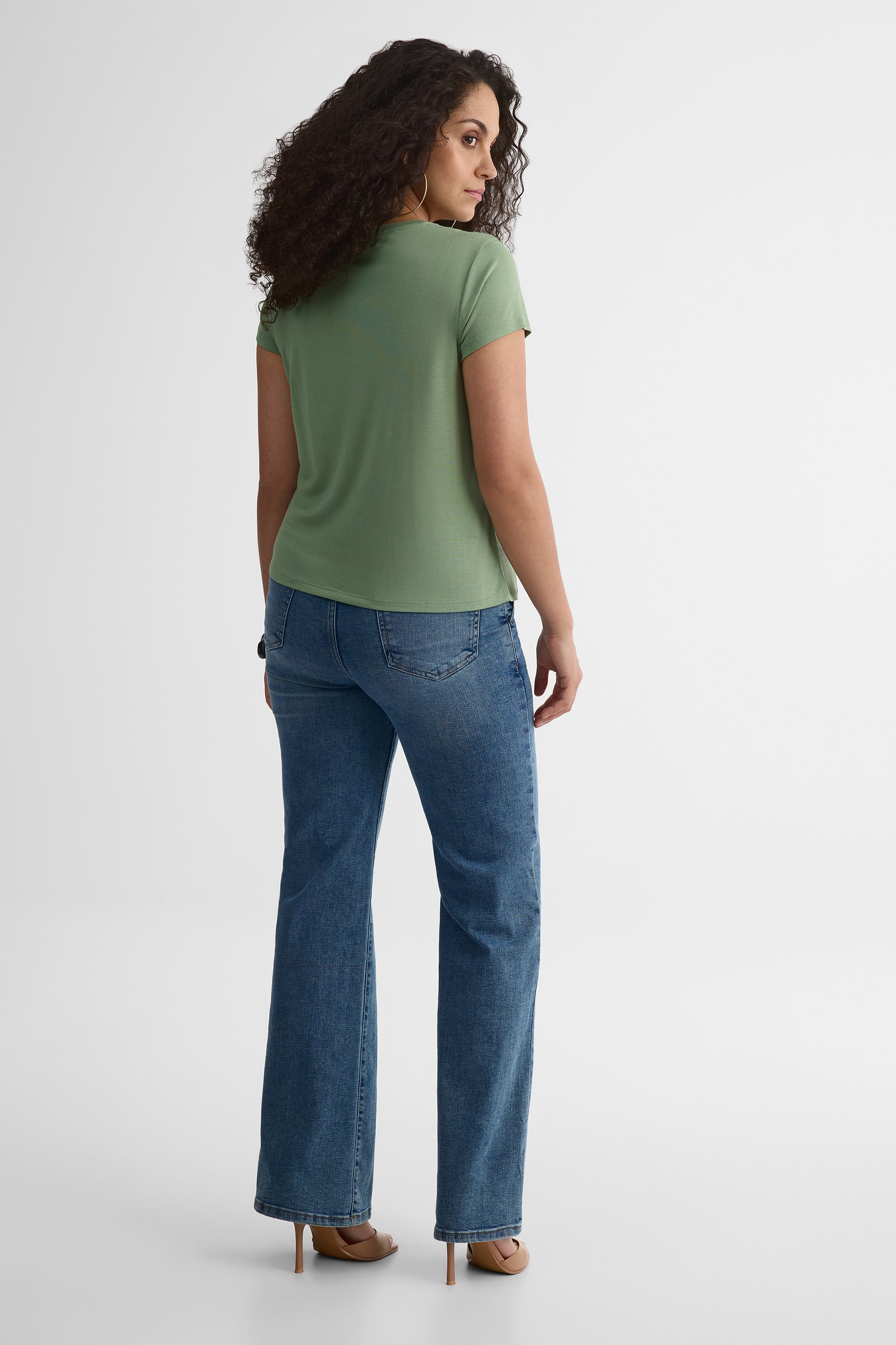 Chandail M/courtes semi-ajusté en modal - Femme && VERT