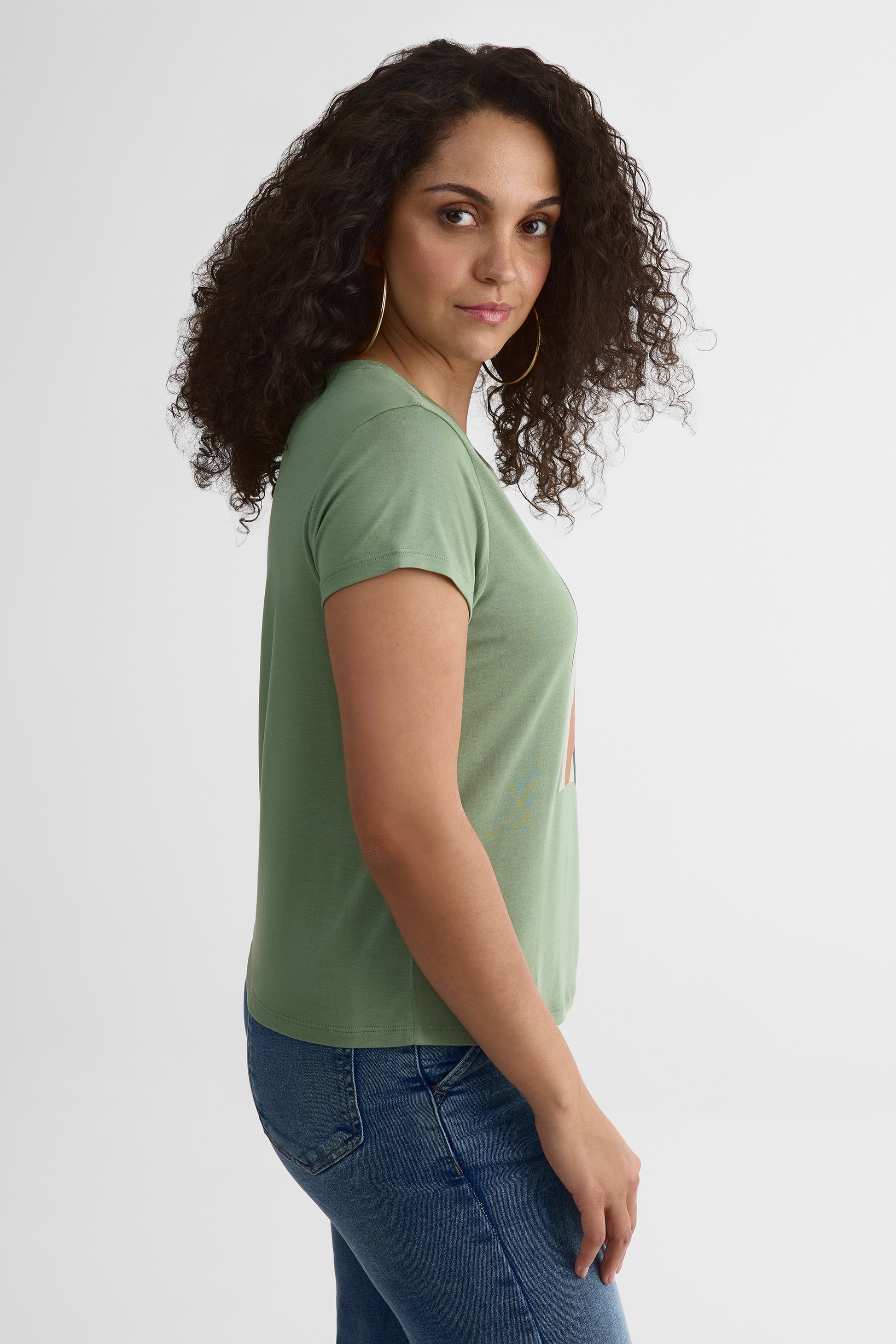 Chandail M/courtes semi-ajusté en modal - Femme && VERT