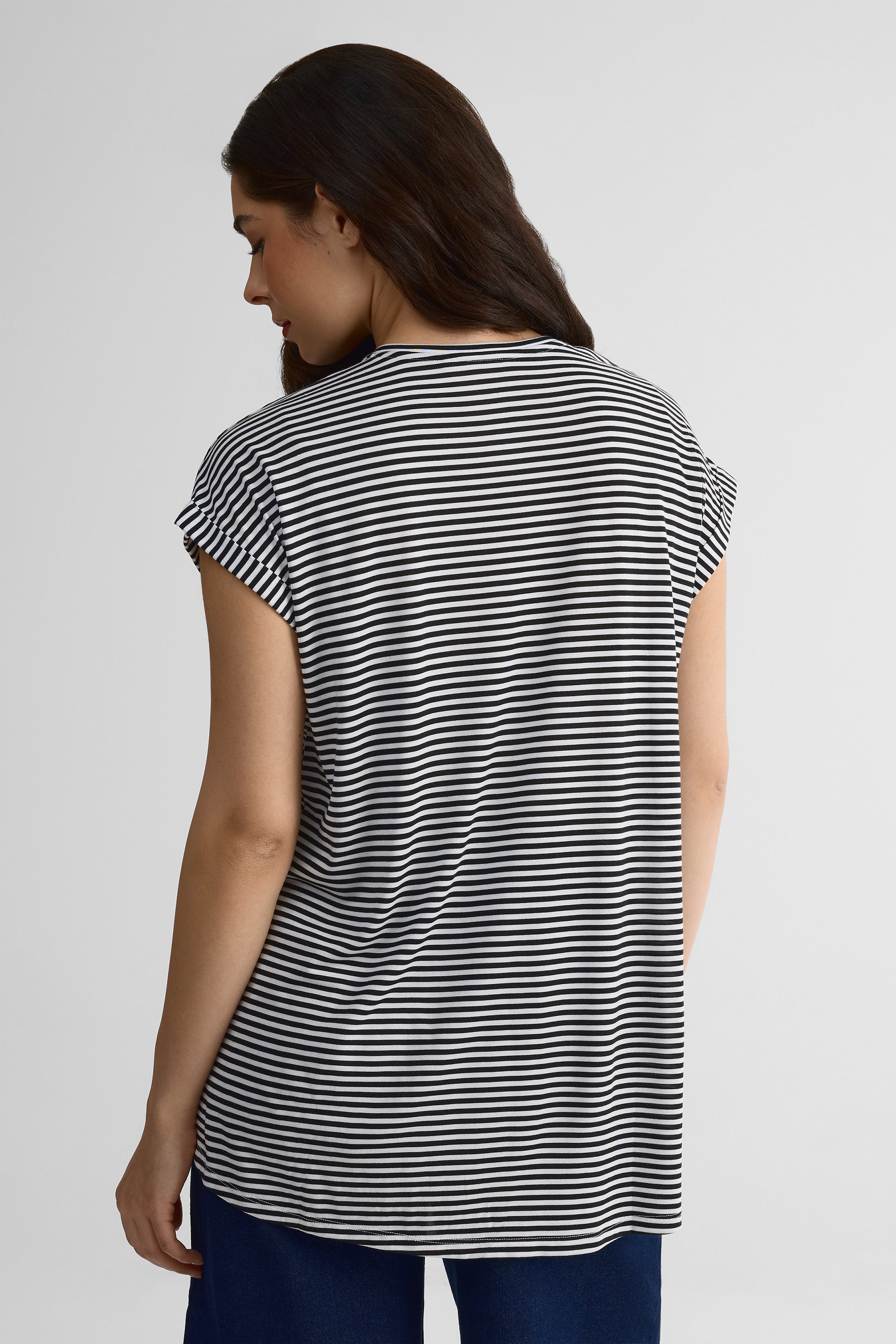 Chandail M/courtes col rond rayé – Femme && CHARBON/MULTI