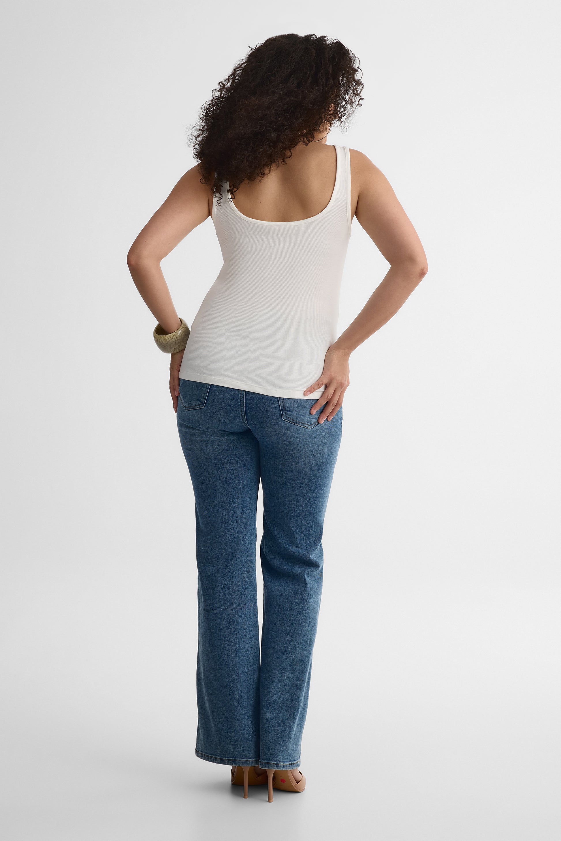 Camisole col carré semi-ajustée en modal - Femme && BLANC CASSÉ