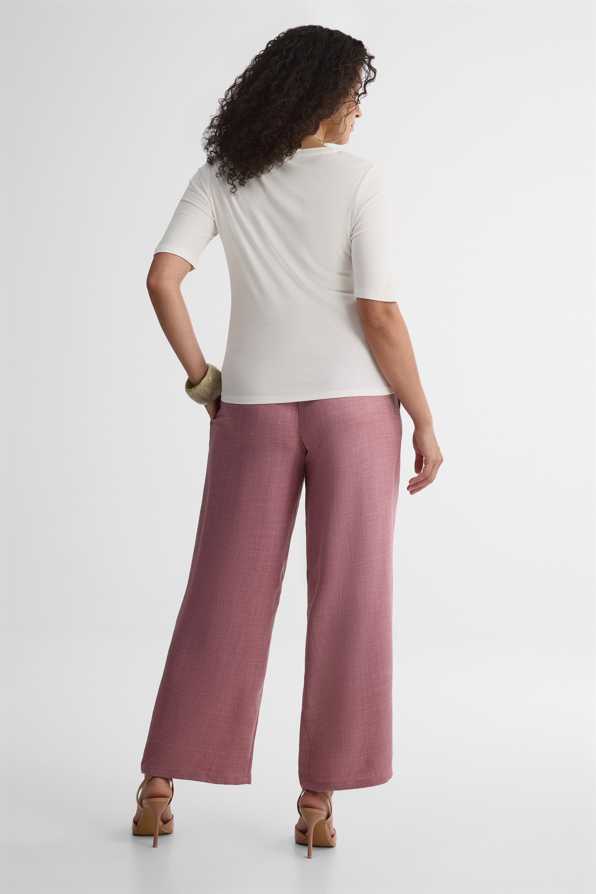 Chandail M/courtes en modal, coupe droite - Femme && BLANC CASSÉ