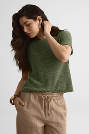 Chandail M/courtes col rond relax fit - Femme && VERT MIXTE