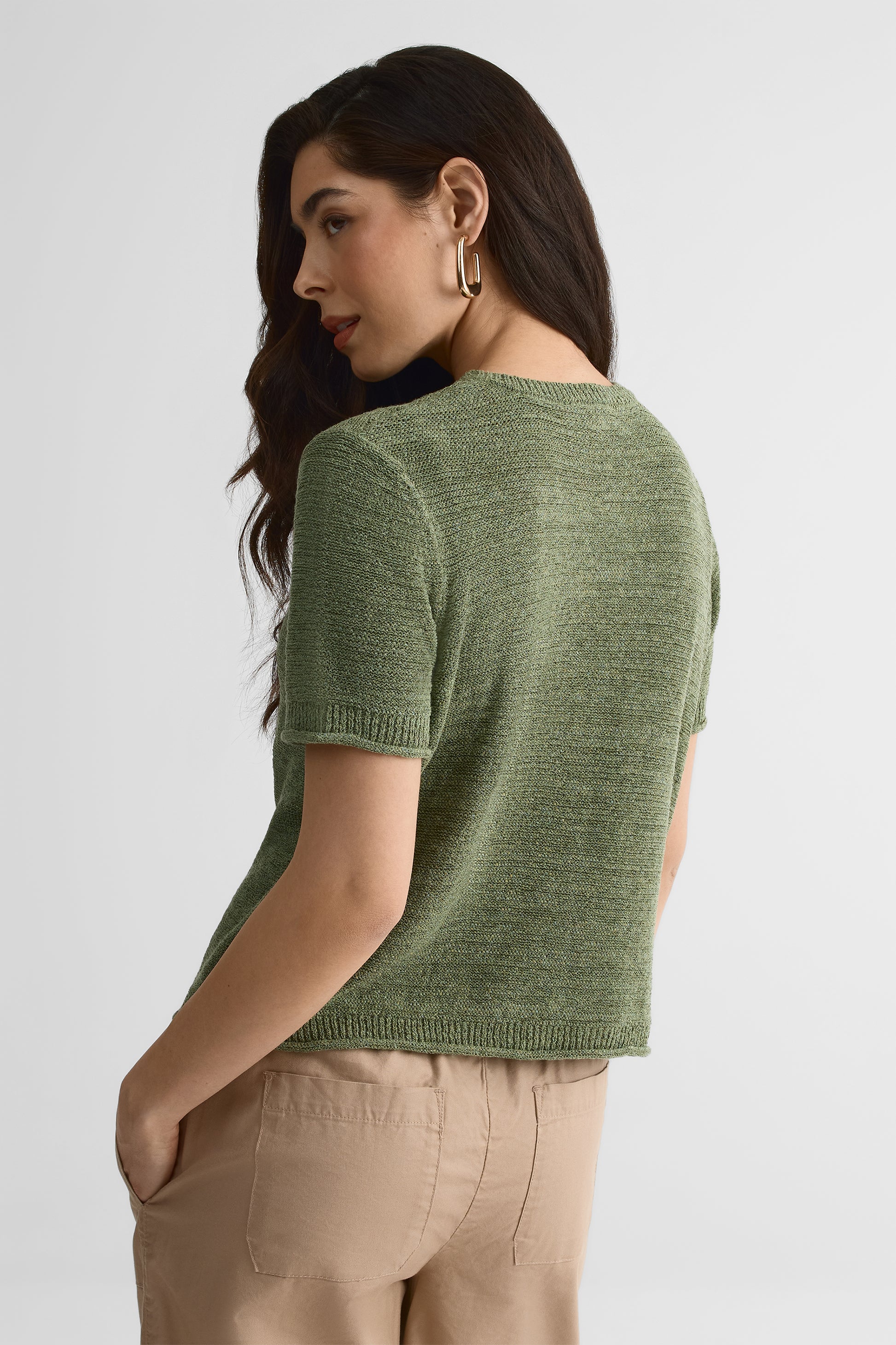 Chandail M/courtes col rond relax fit - Femme && VERT MIXTE