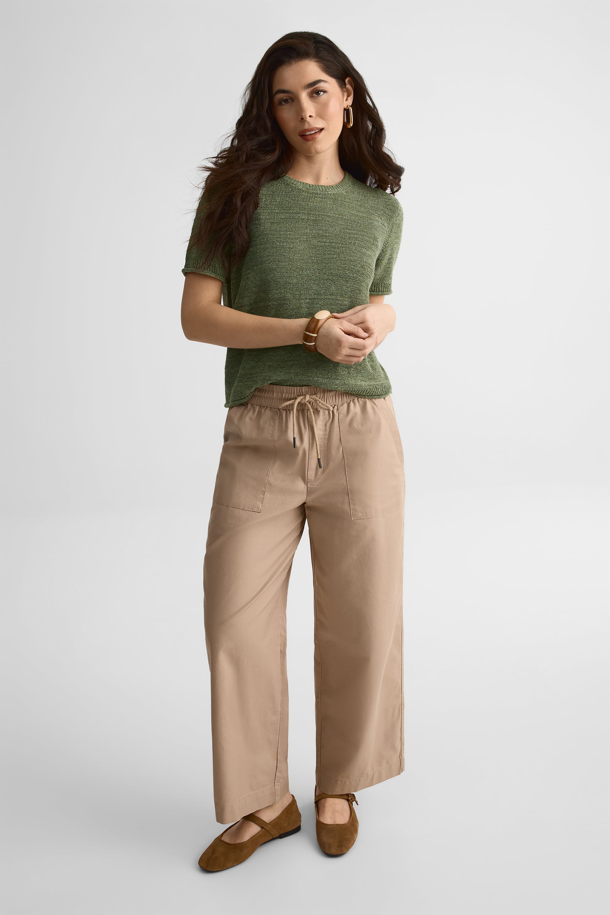 Chandail M/courtes col rond relax fit - Femme && VERT MIXTE