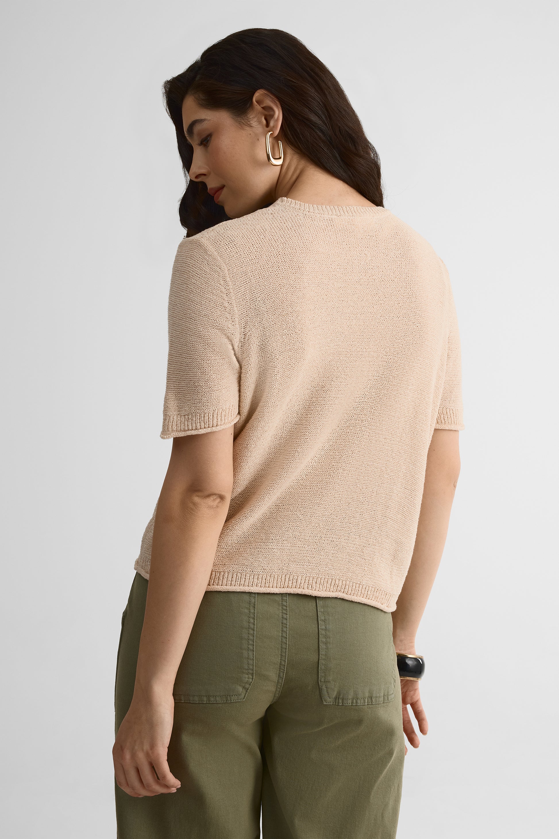 Chandail M/courtes col rond relax fit - Femme && BLANC CASSÉ MIX