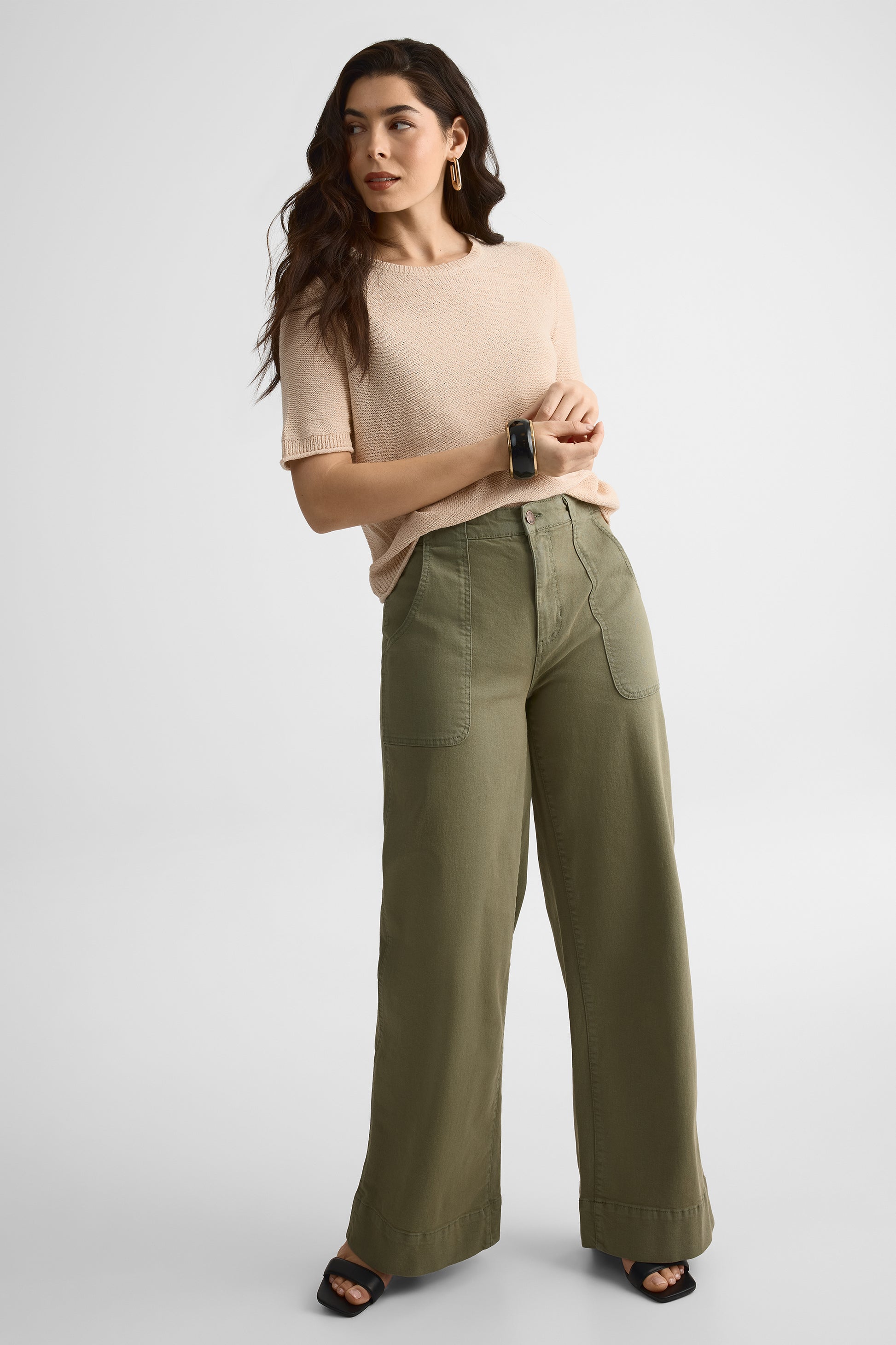 Chandail M/courtes col rond relax fit - Femme && BLANC CASSÉ MIX