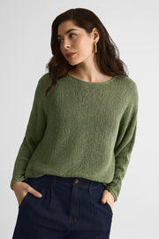 Chandail M/longues Dolman – Femme, Boxy Fit && VERT MIXTE