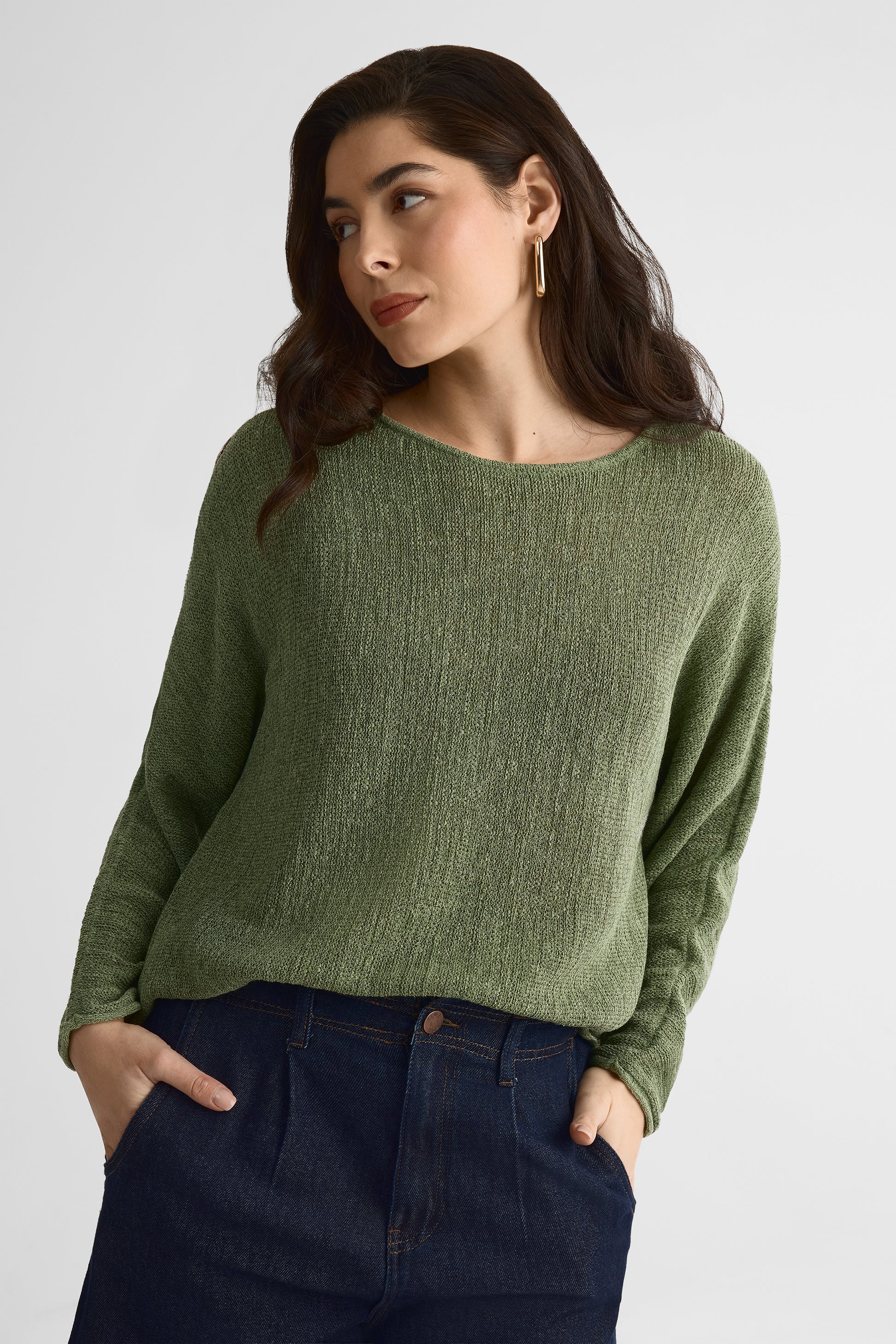 Chandail M/longues Dolman – Femme, Boxy Fit && VERT MIXTE