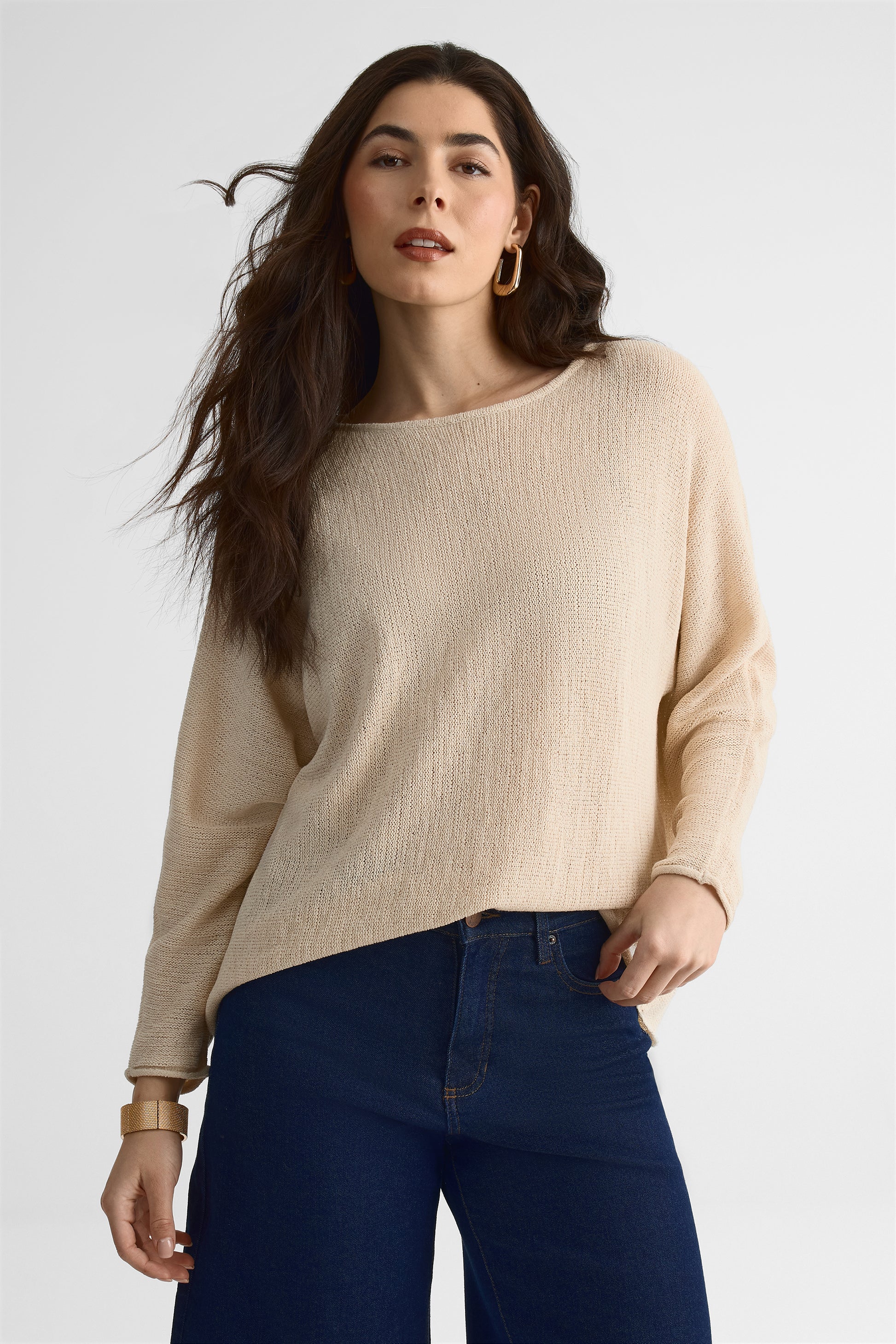 Chandail M/longues Dolman – Femme, Boxy Fit && BLANC CASSÉ MIX
