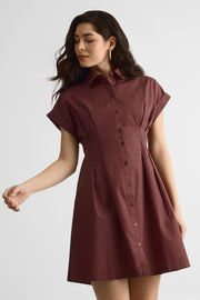 Robe M/courtes Dolman à boutons – Femme && AUBERGINE