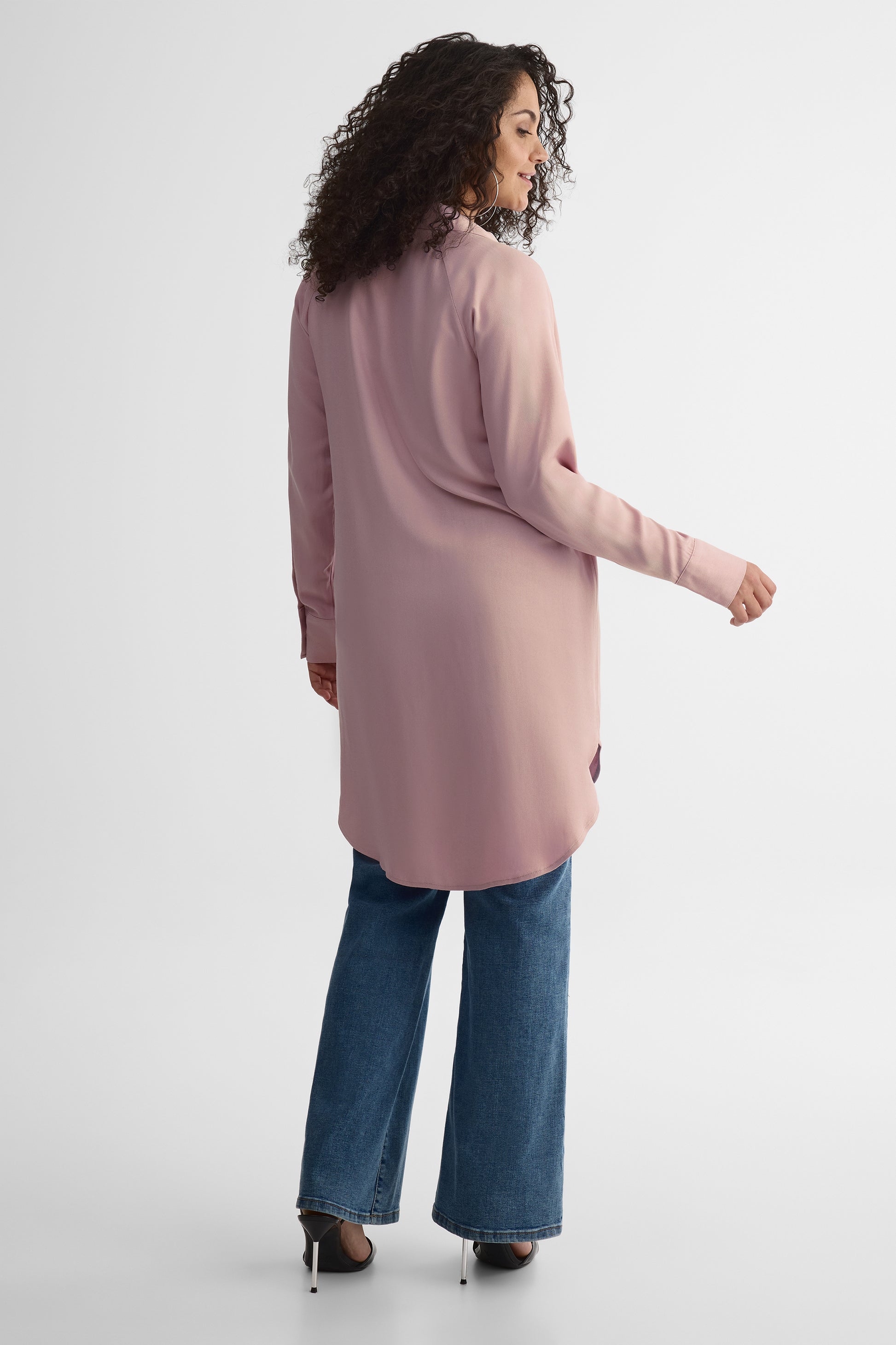 Chemisier long à col chemise – Femme && ROSE