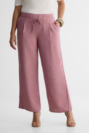 Pantalon élastique à taille haute – Femme && BORDEAUX