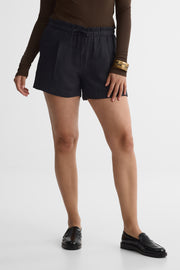 Short taille haute élastique avec poches - Femme && CHARBON