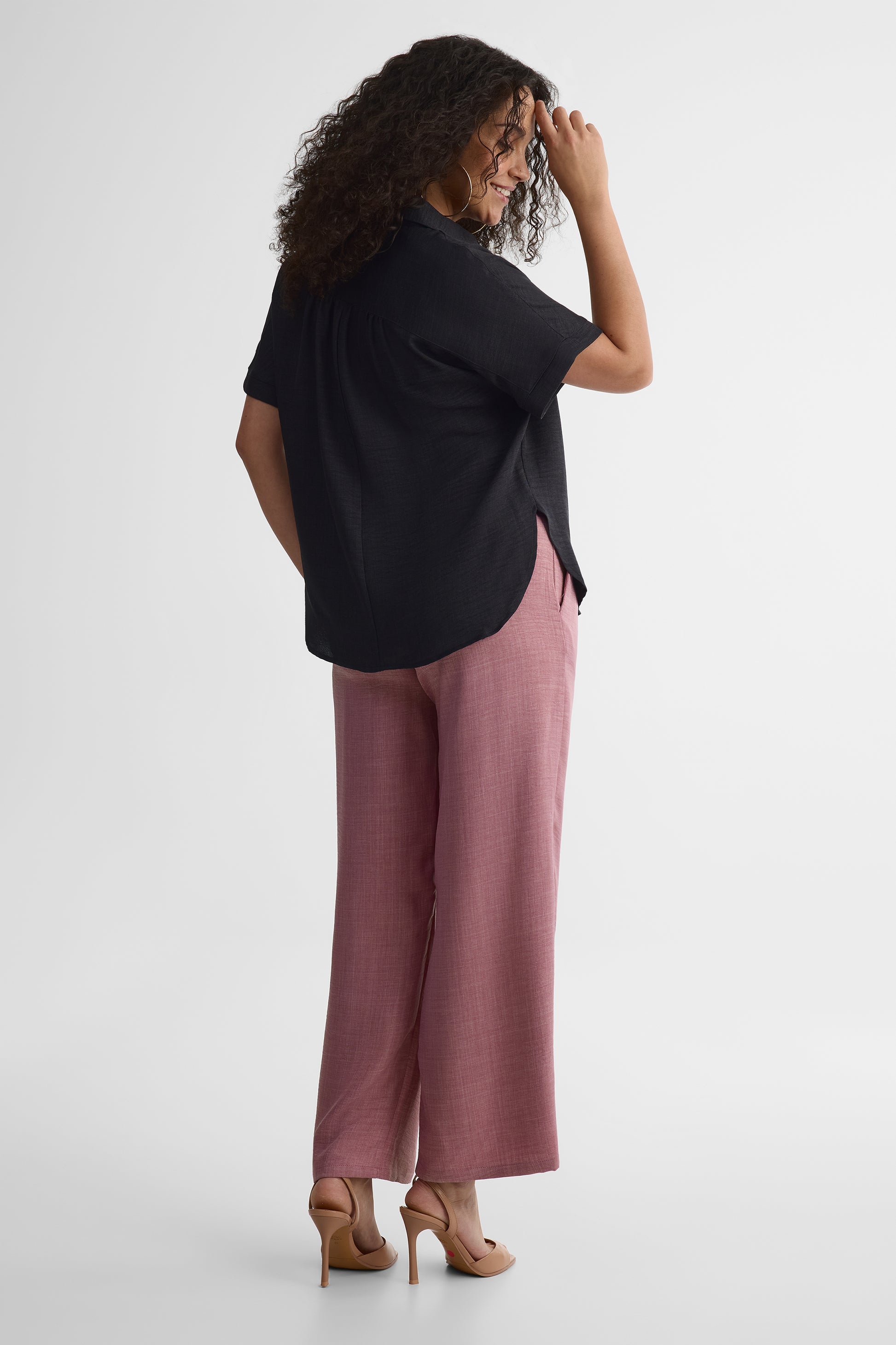 Chemisier M/courtes Dolman en chambray - Femme && CHARBON