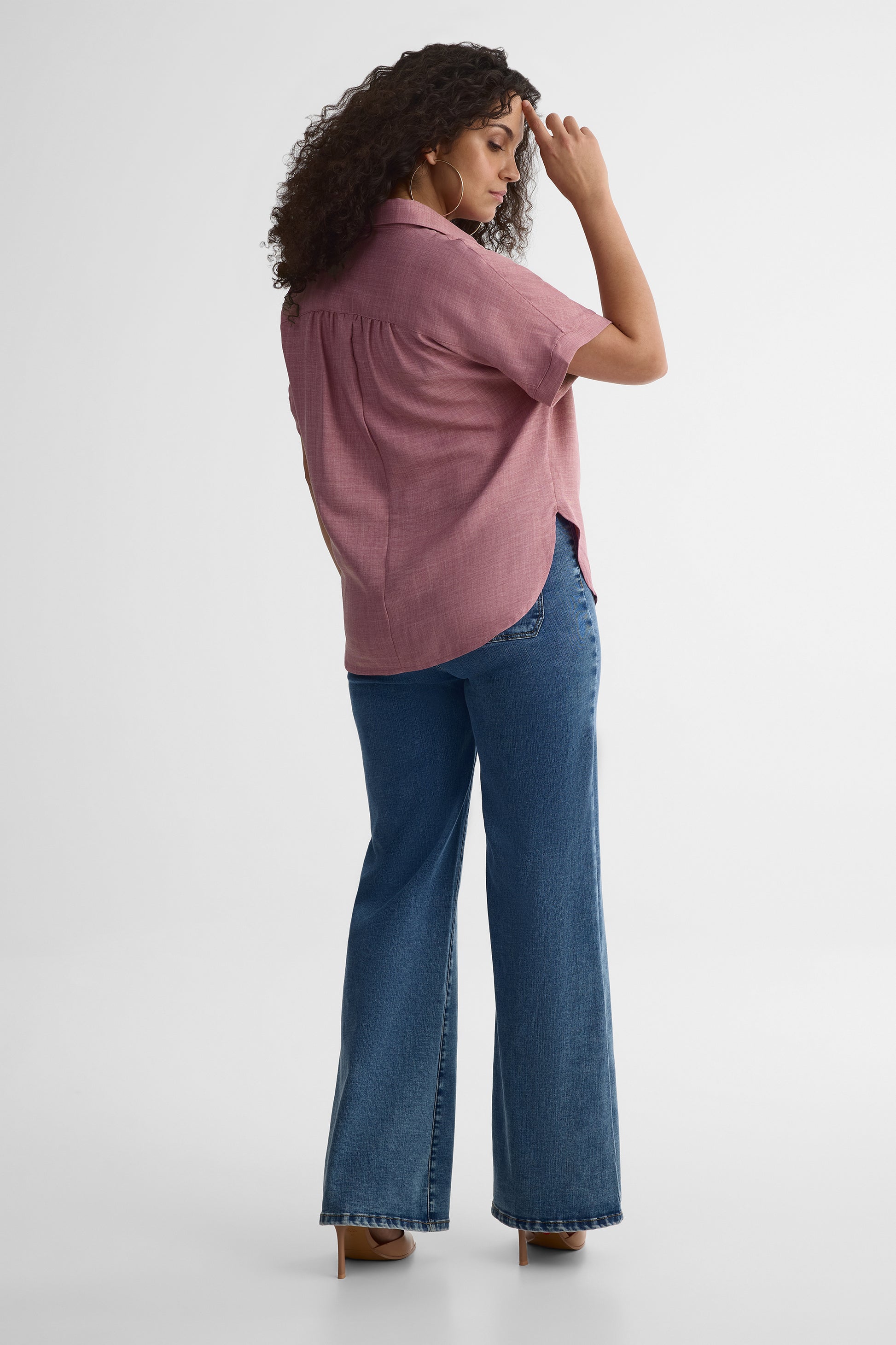 Chemisier M/courtes Dolman en chambray - Femme && BORDEAUX