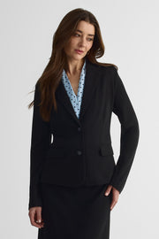 Veston long semi-ajusté en crêpe - Femme && NOIR
