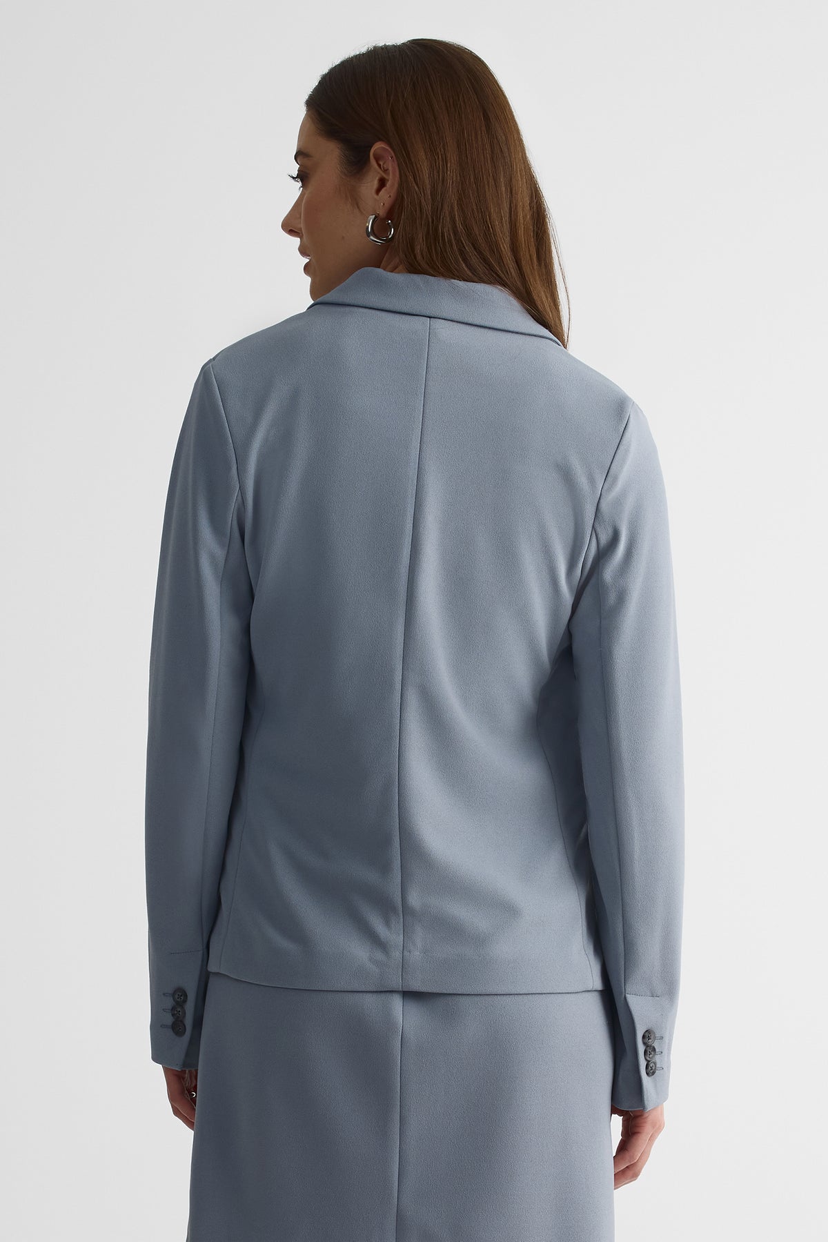 Veston long semi-ajusté en crêpe - Femme && GRIS