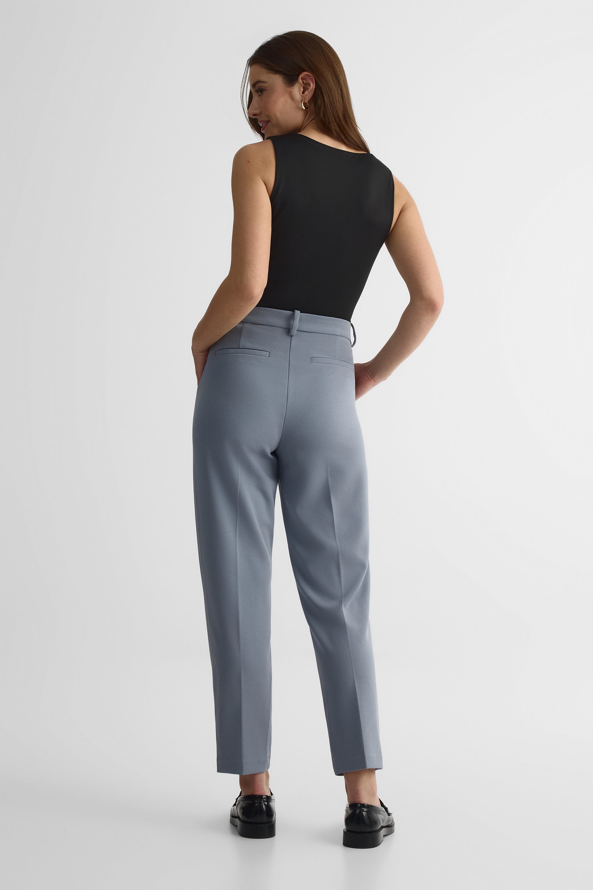 Pantalon cropped taille régulière – Femme && GRIS