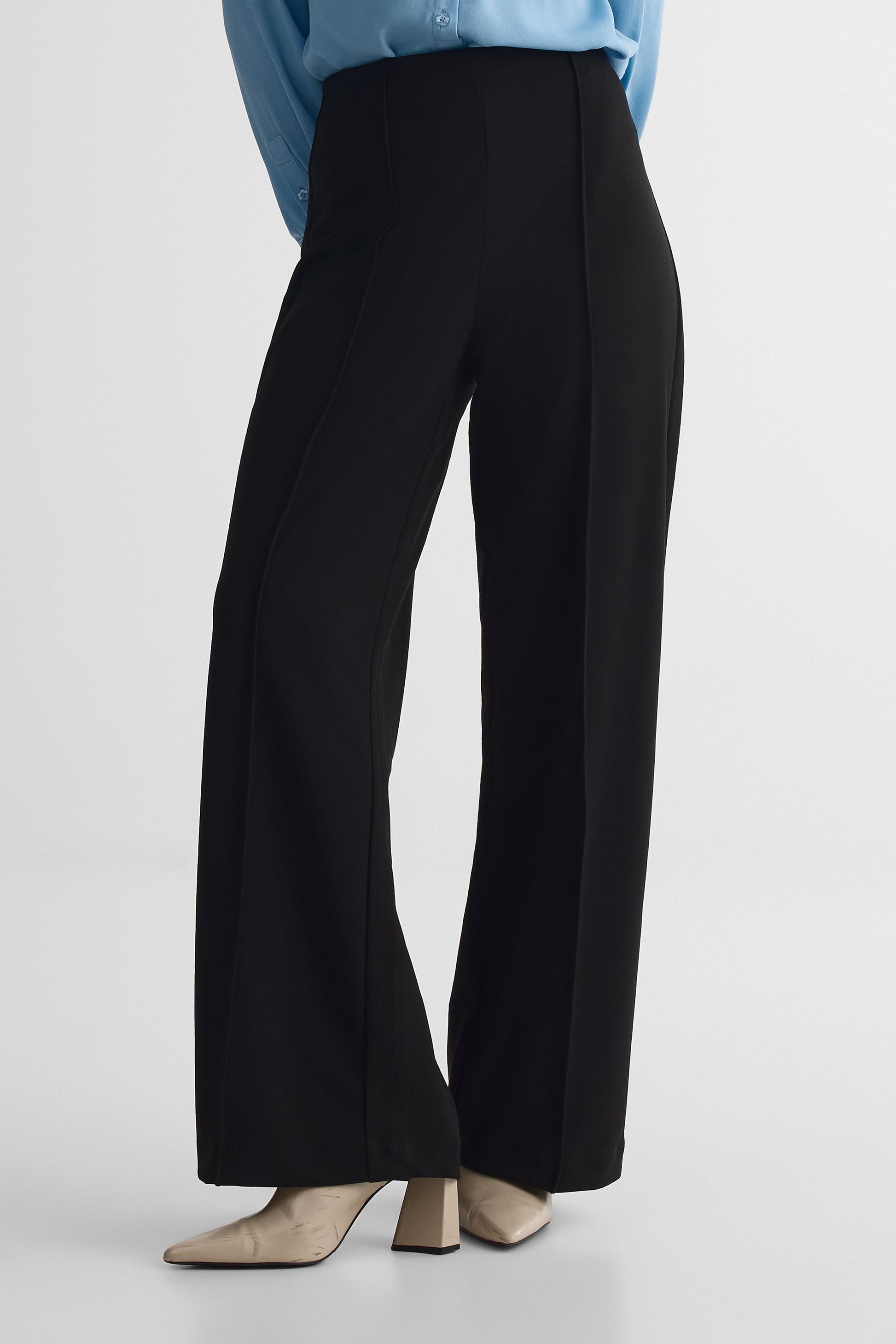 Pantalon taille haute élastique – Femme && NOIR